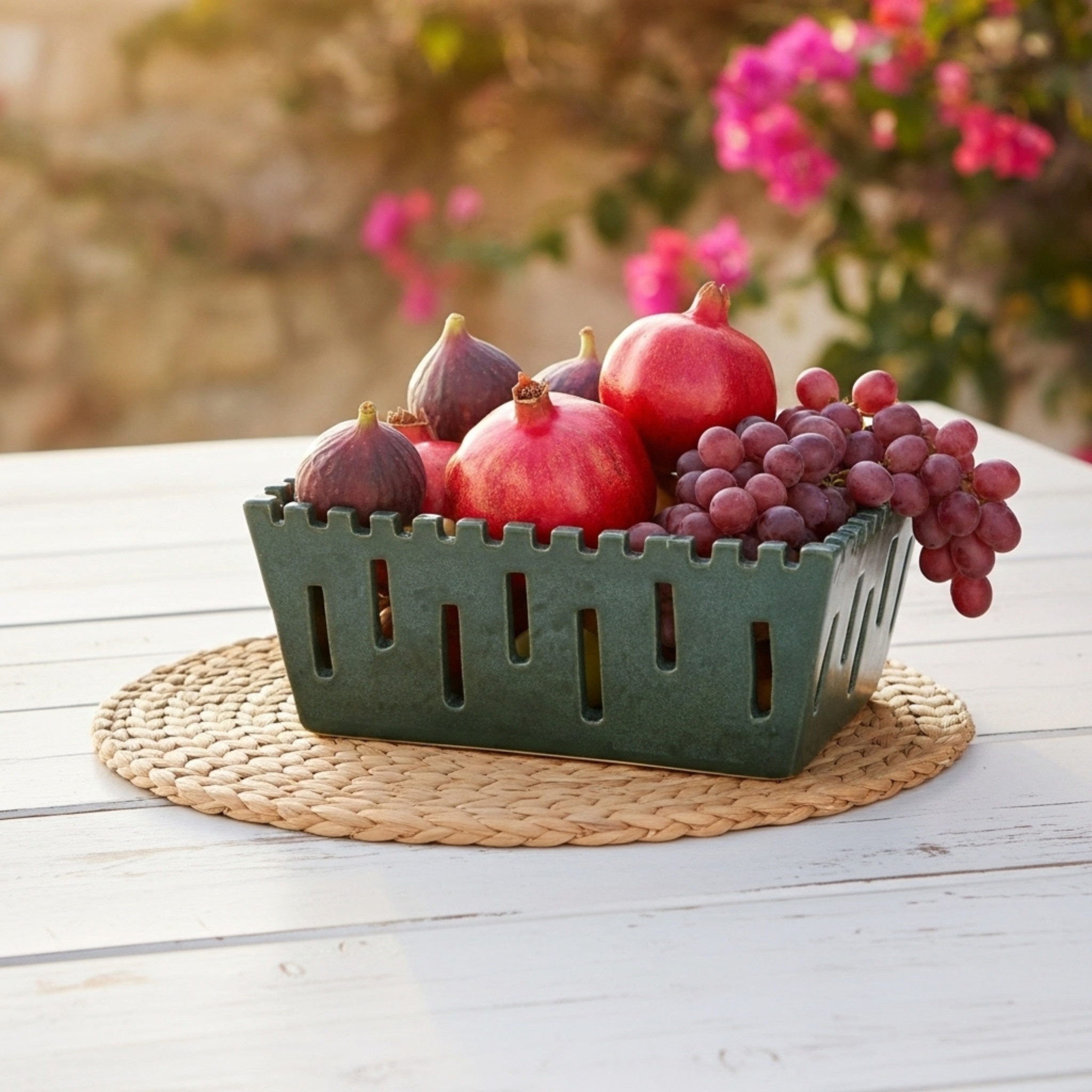 Panier à Pain & Fruits en Céramique Handmade – Style Tunisien Premium