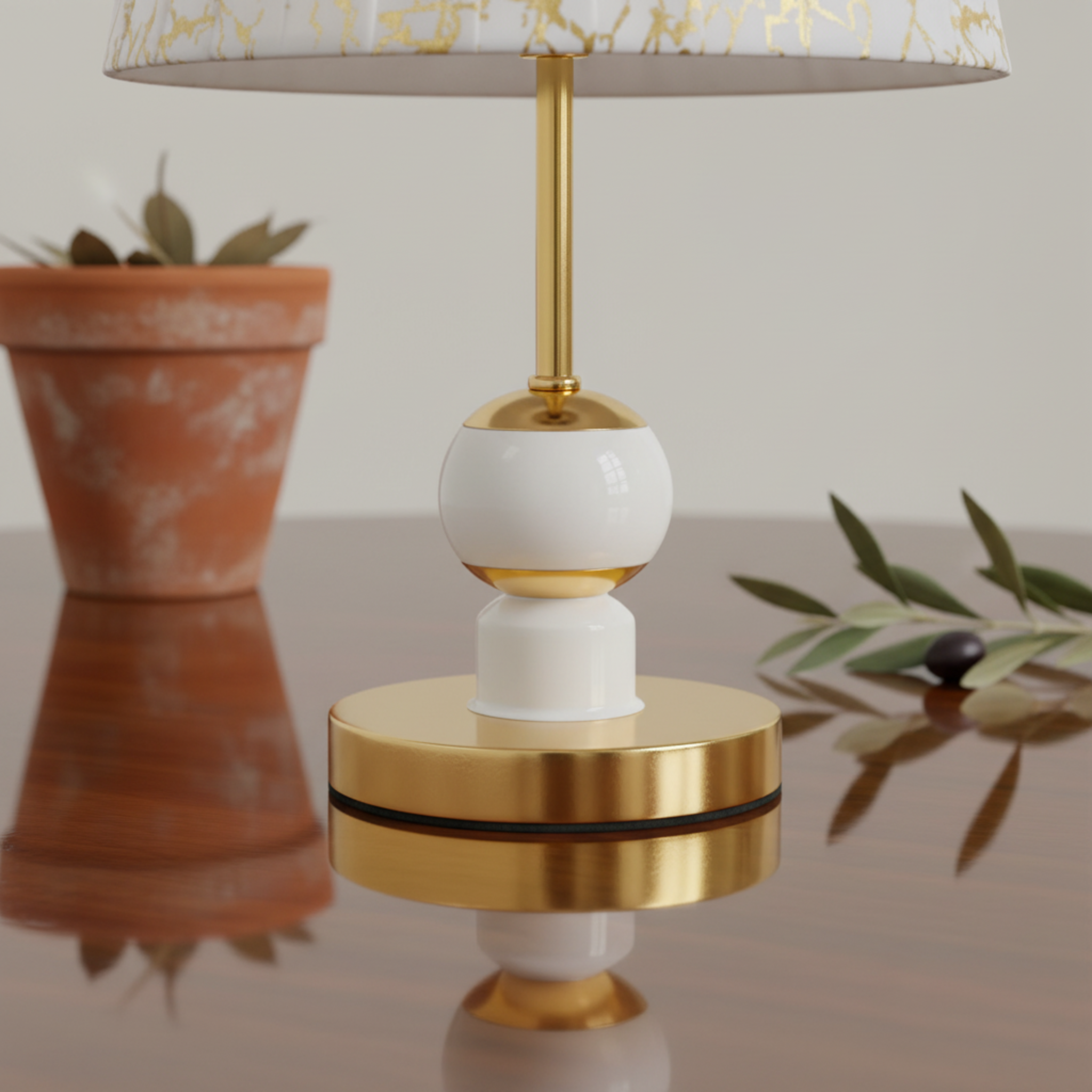 Lampe de Chevet Dorée Effet Marbre – Douce Lumière | Fiolla Home Tunisie