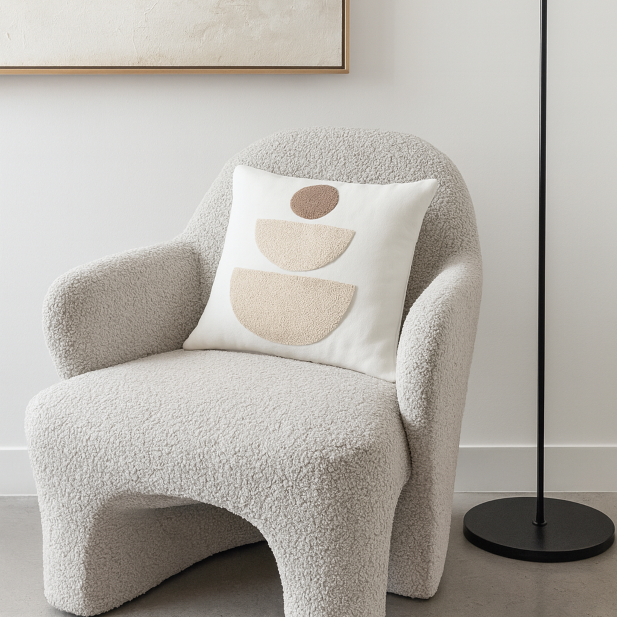 Coussin Géométrique Beige Tunisie – Totem Bouclette | Fiolla Home