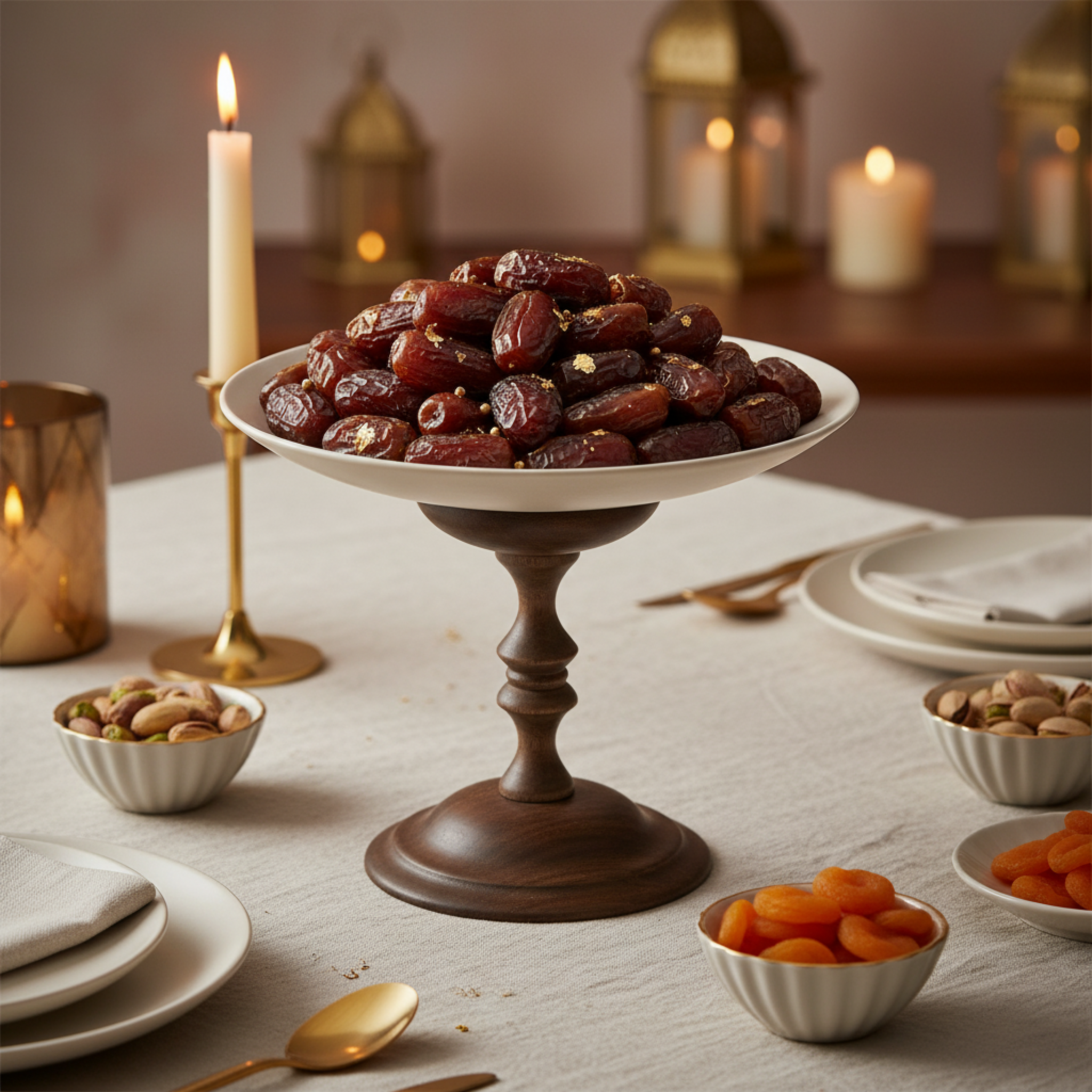 Présentoir à Gâteaux & Fruits Design – Bois et Céramique Épurée