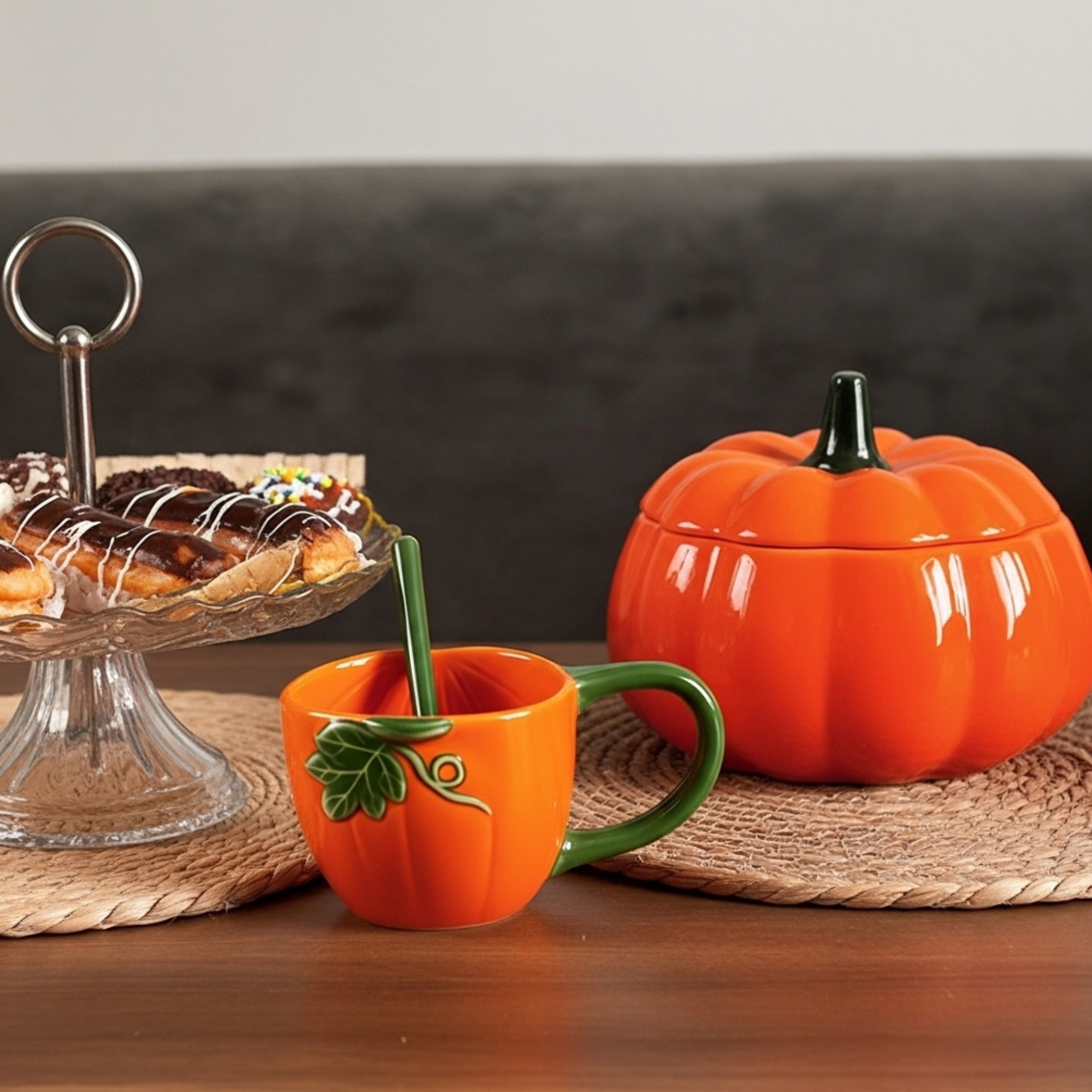 Mug Citrouille avec Cuillère – Charme d’Automne en Céramique