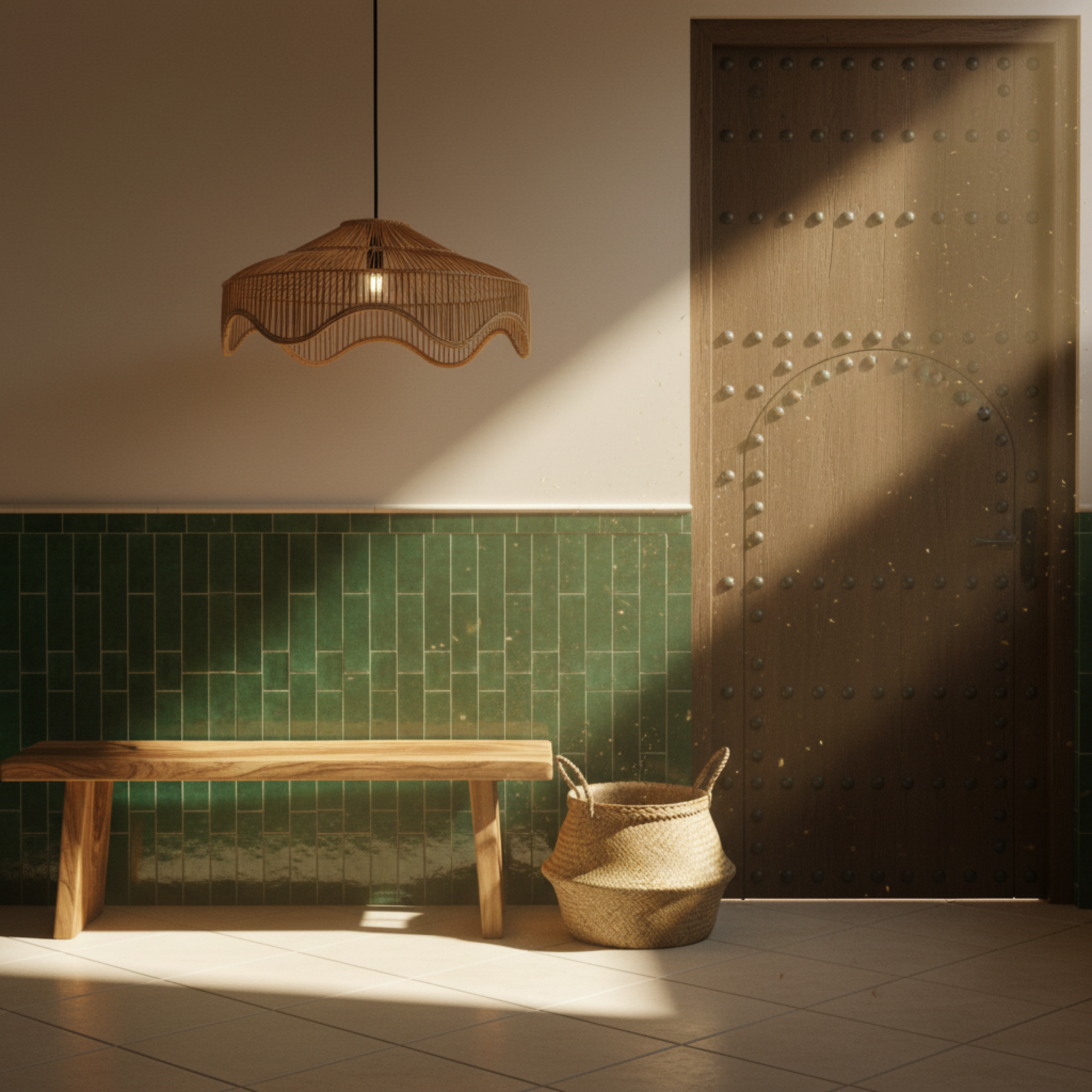 Lustre en Fibres de Palmier – Suspension Handmade Tunisie