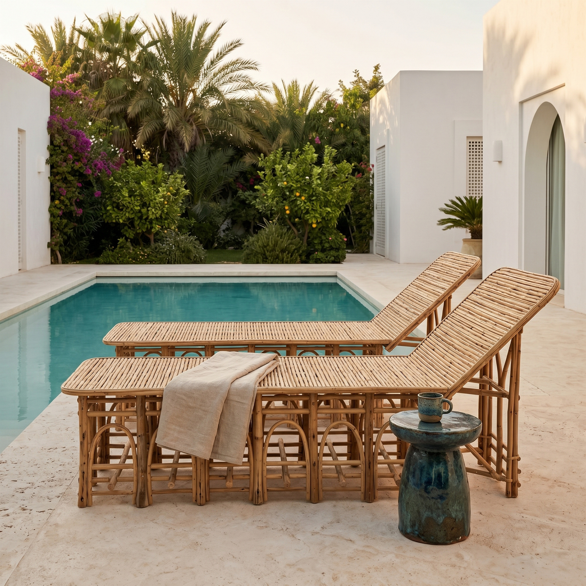 Chaise Longue Bois Palmier Dattier Luna Tunisie | Fiolla Home