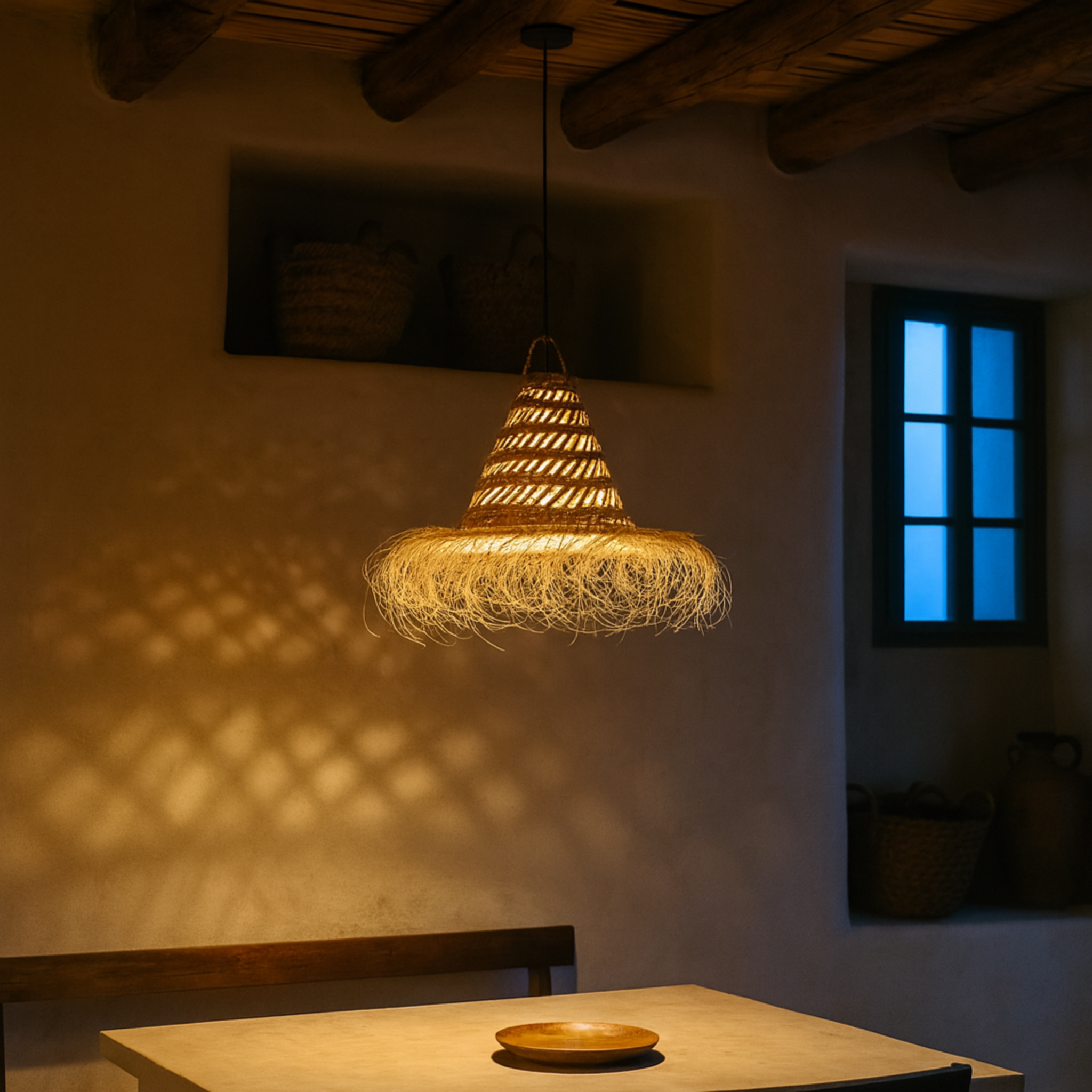 Suspension Halfa Tunisie | Luminaire artisanal bohème | Fiolla Home