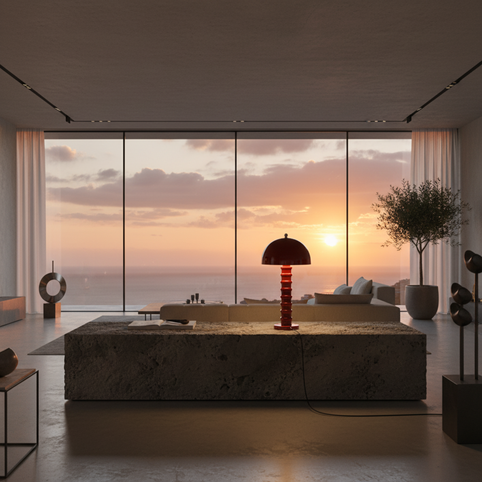 Lampe de Table "Mushroom" Rouge Laqué | Pièce Artisanale Fait Main - Haute Qualité