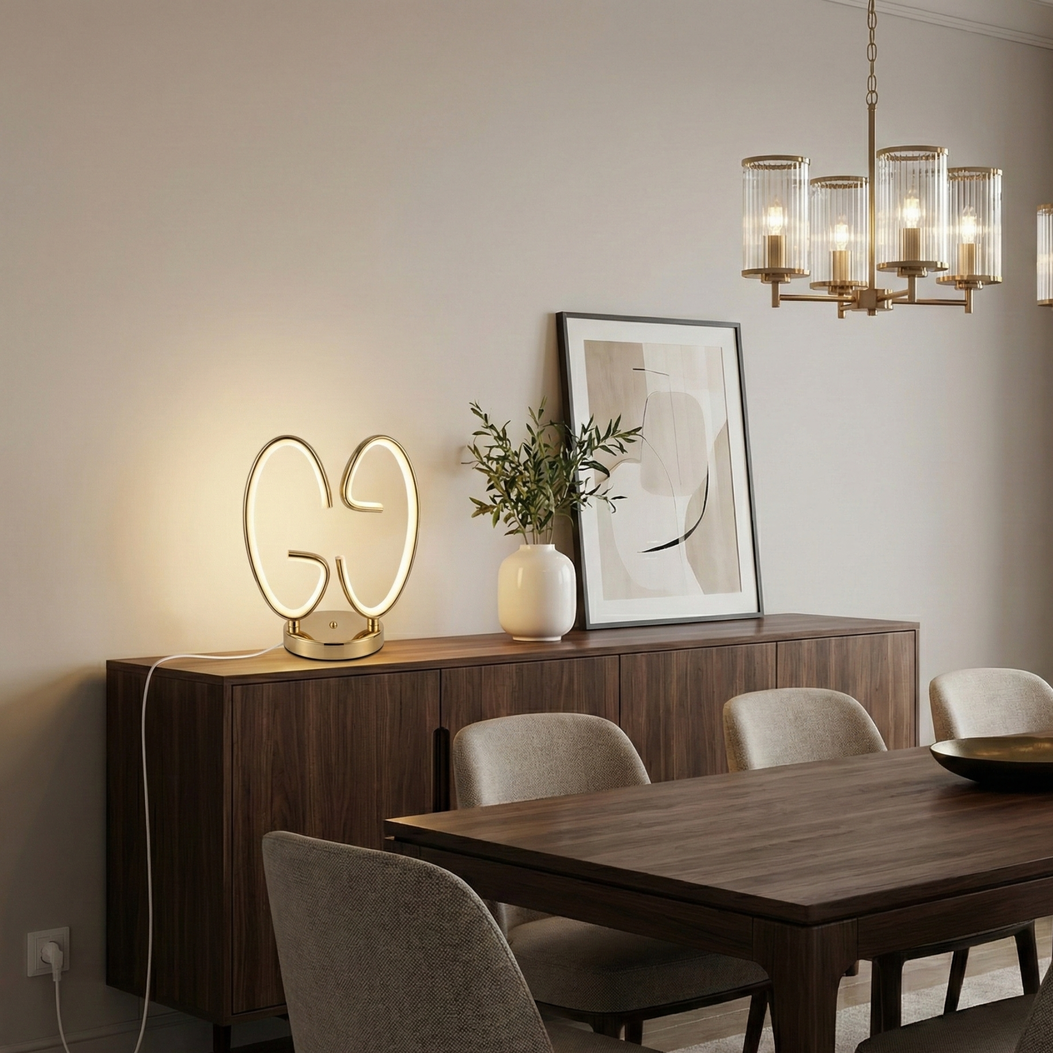 Lampe Sculpturale LED "Infinity" Or | Luminaire Tunisie