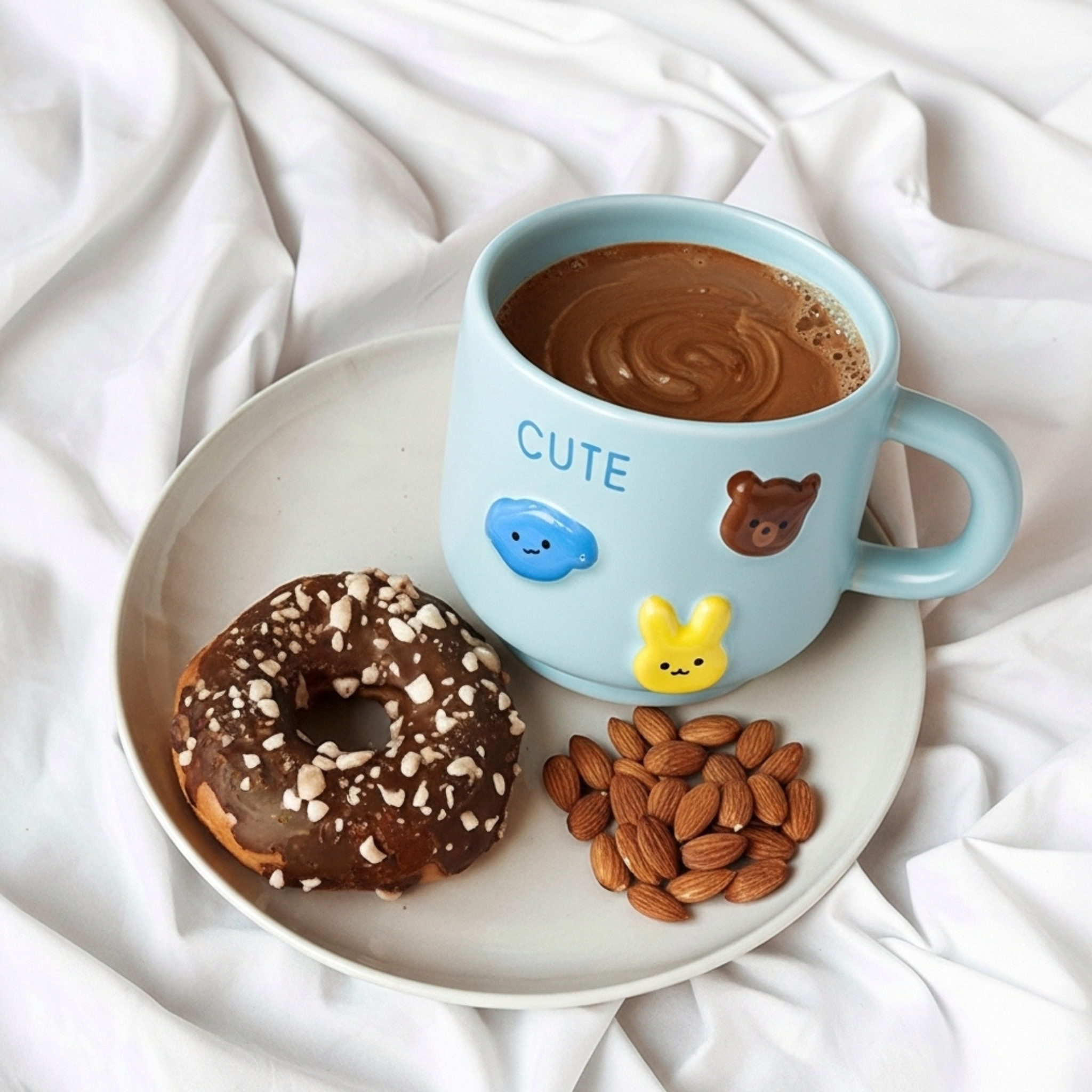 Mug kawaii bleu en céramique 3D – Animaux mignons | Fiolla Home