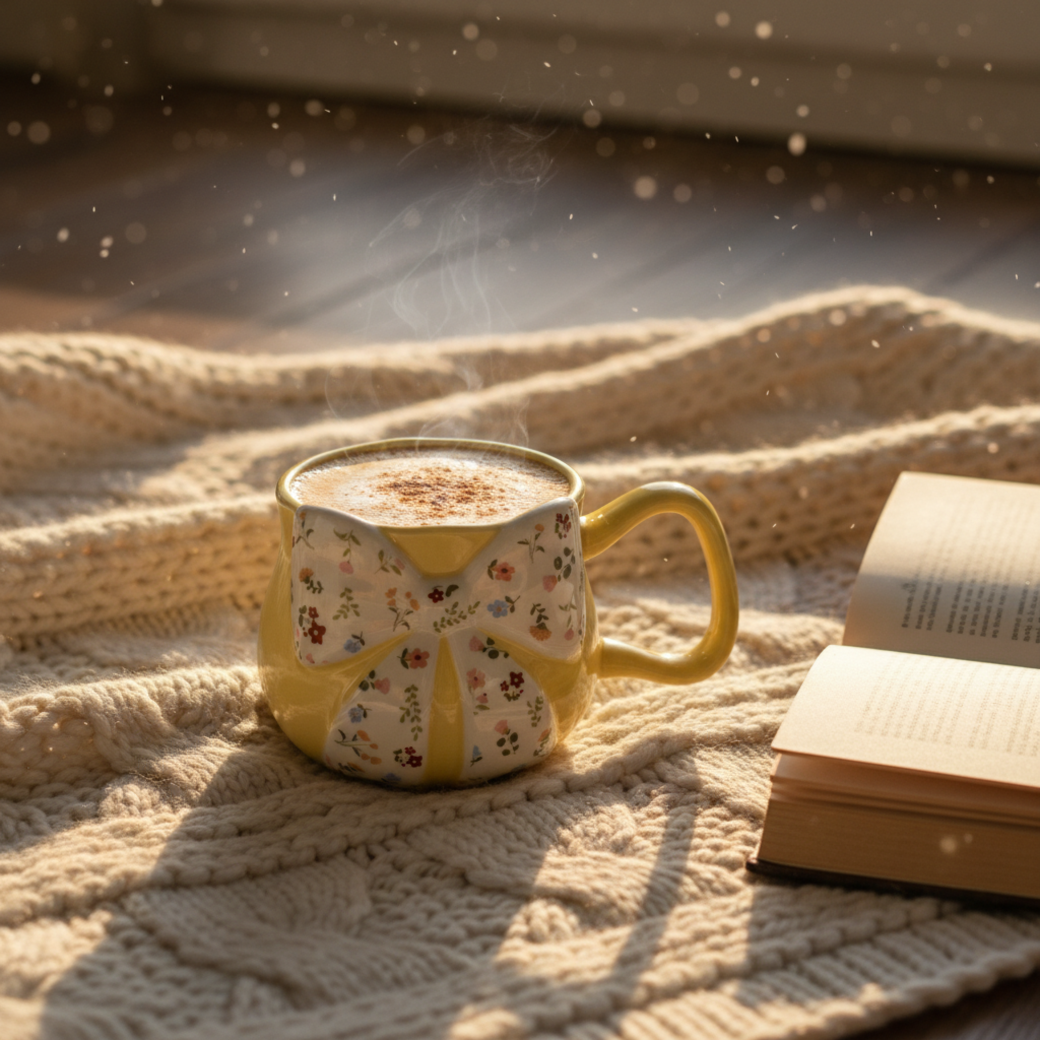 Mug Jaune Nœud Fleuri – Tasse Céramique Design Coquette & Cozy