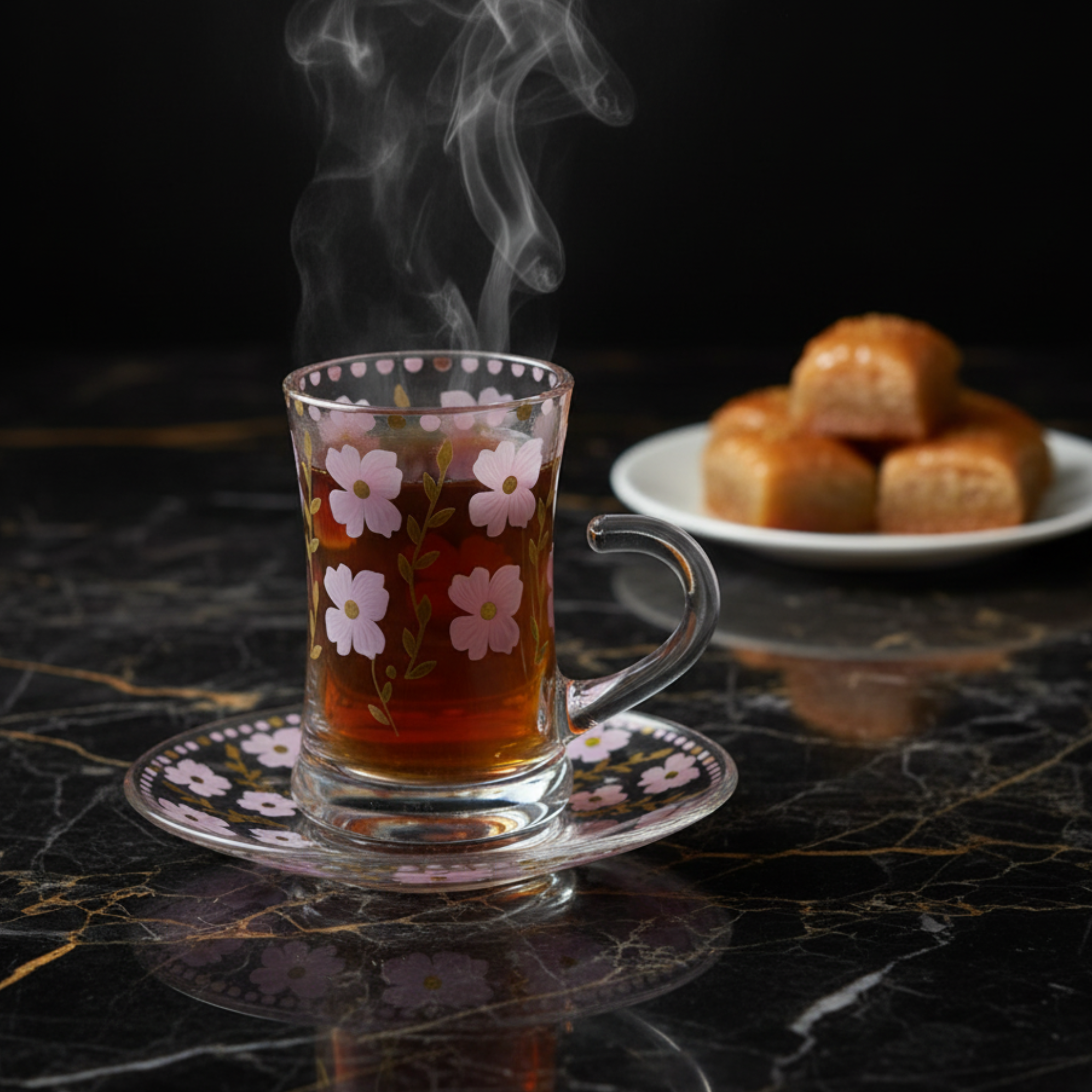 Service à Thé Verre Floral | Vaisselle Tunisie | Fiolla Home