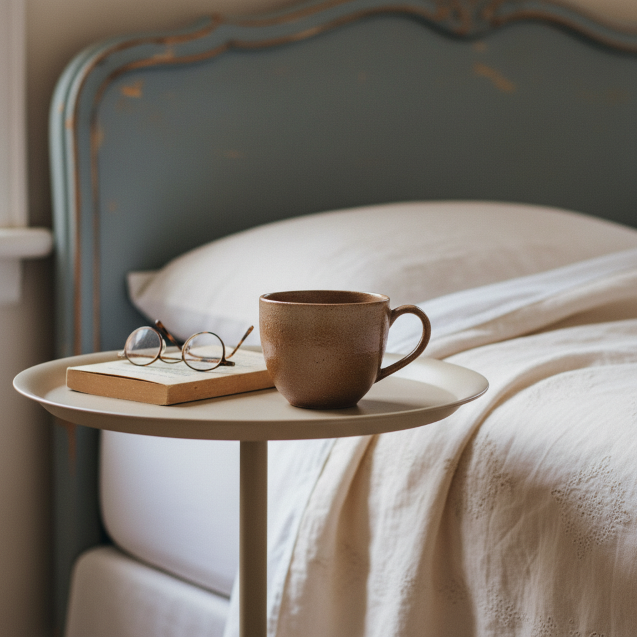 Table d'Appoint Tulipe Design Grège – Élégance Moderne Tunisie