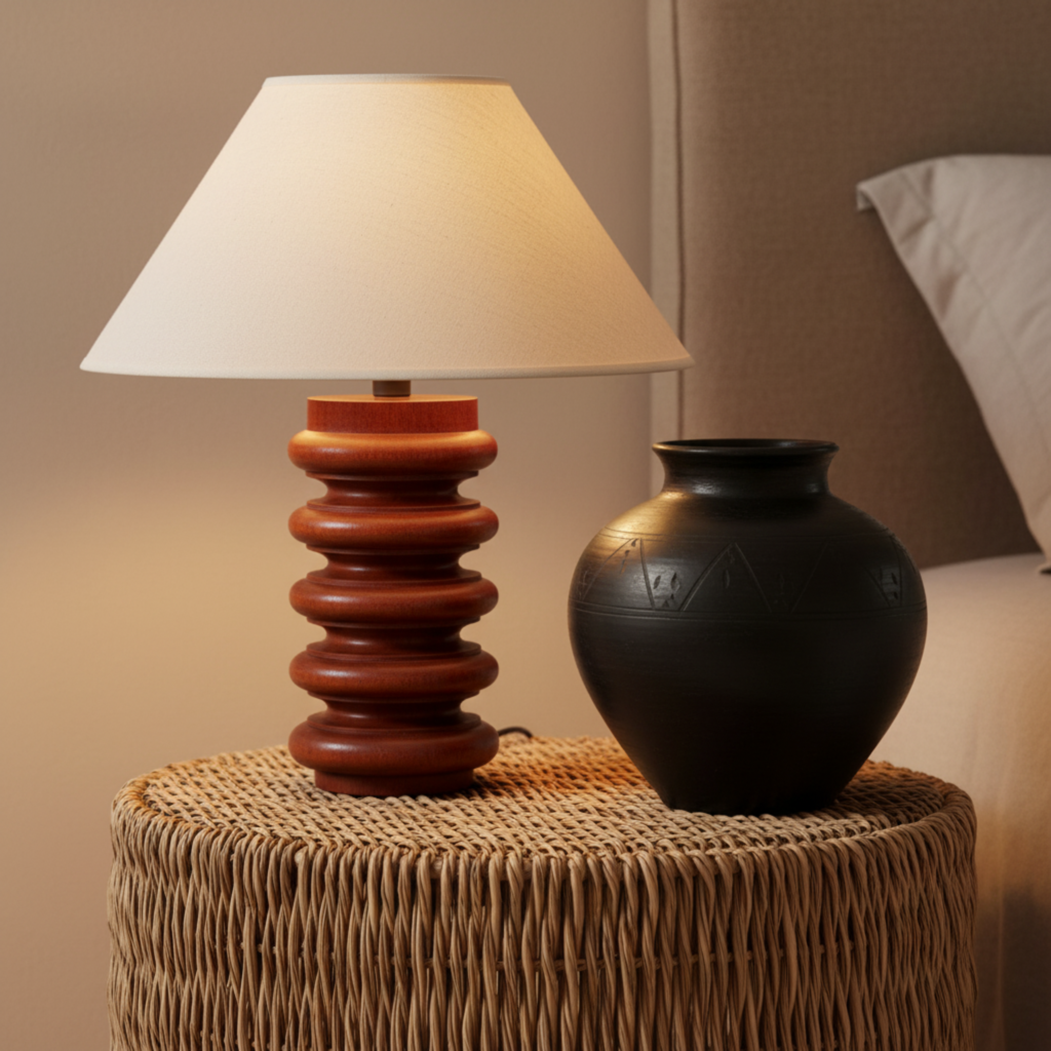 Luminaire Bohème "El Bey" | Lampe en Bois Artisanal | Tunisie