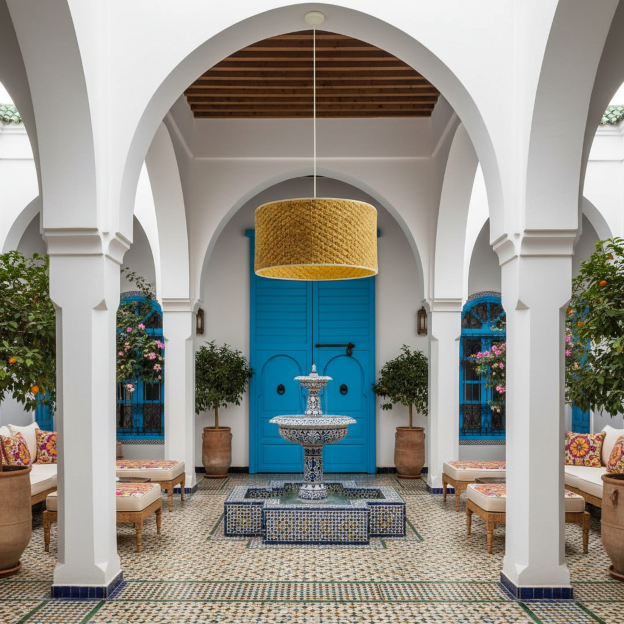 Suspension Cylindrique "Soleil Tunisien" | Fibres Tressées | Tunisie