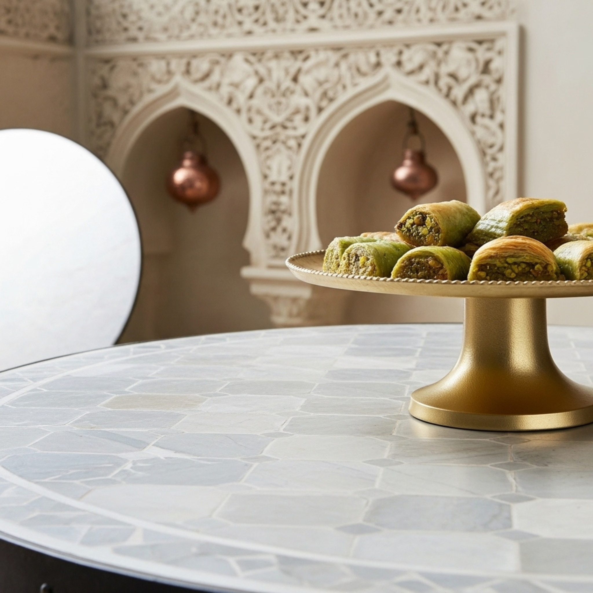 Plateau à gâteau en cuivre indien – Taille moyenne | Fiolla Home