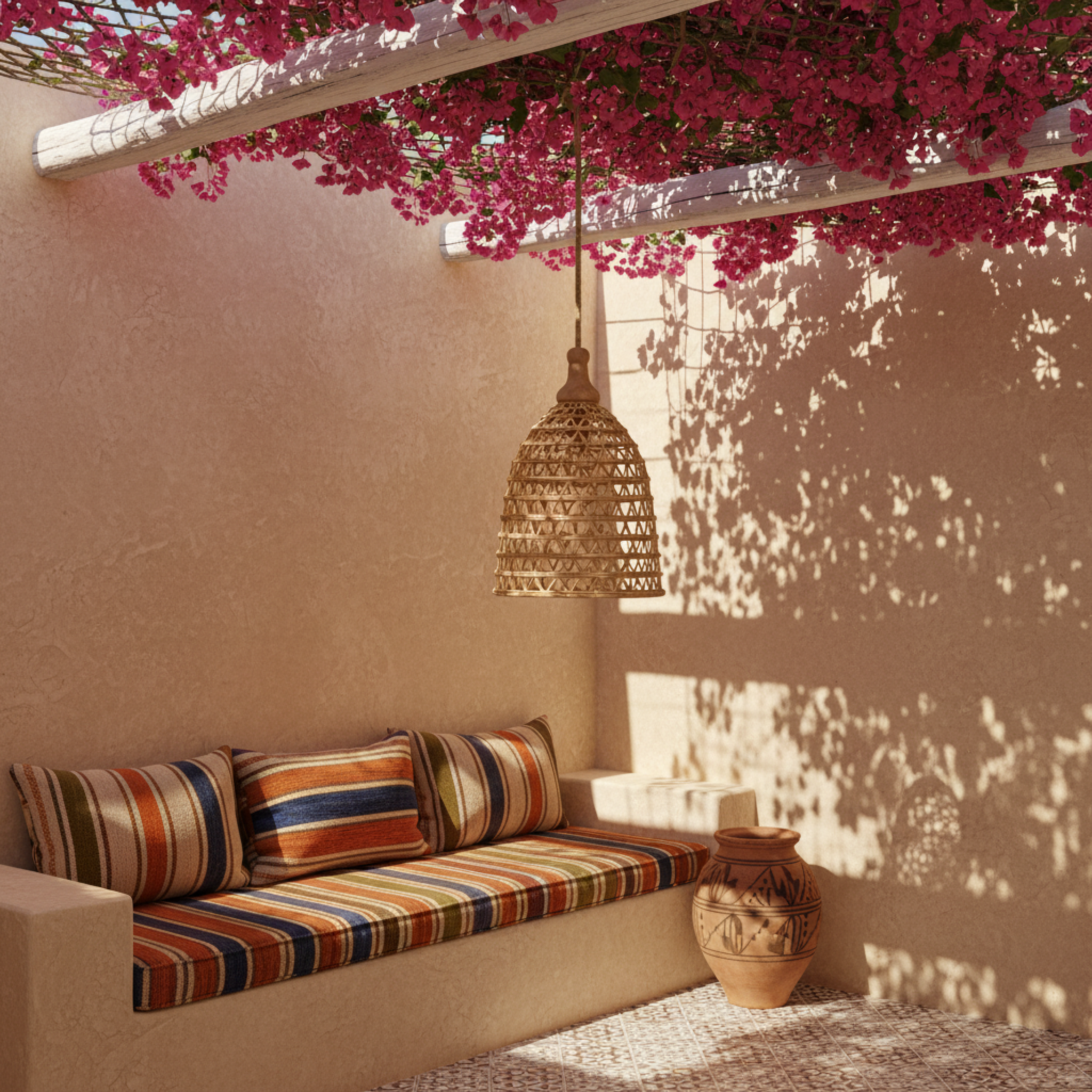 Lustre Fibres de Palmier Handmade – Suspension Tunisie