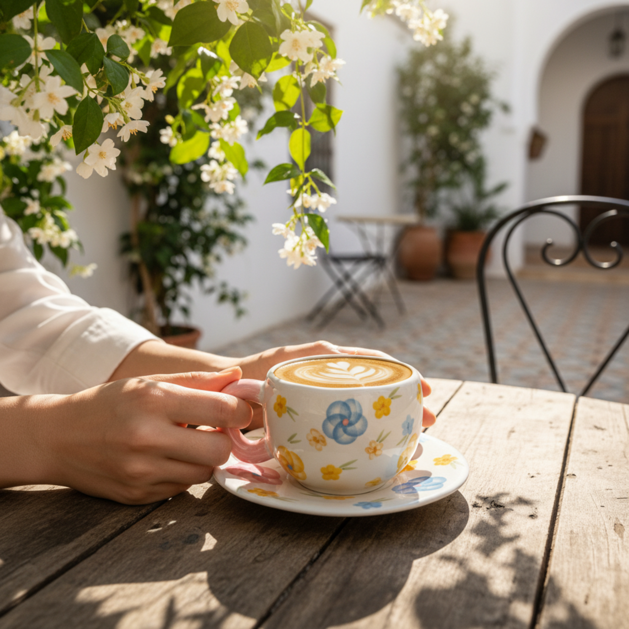 Tasse à Café Florale en Céramique avec Soucoupe - Design Chic