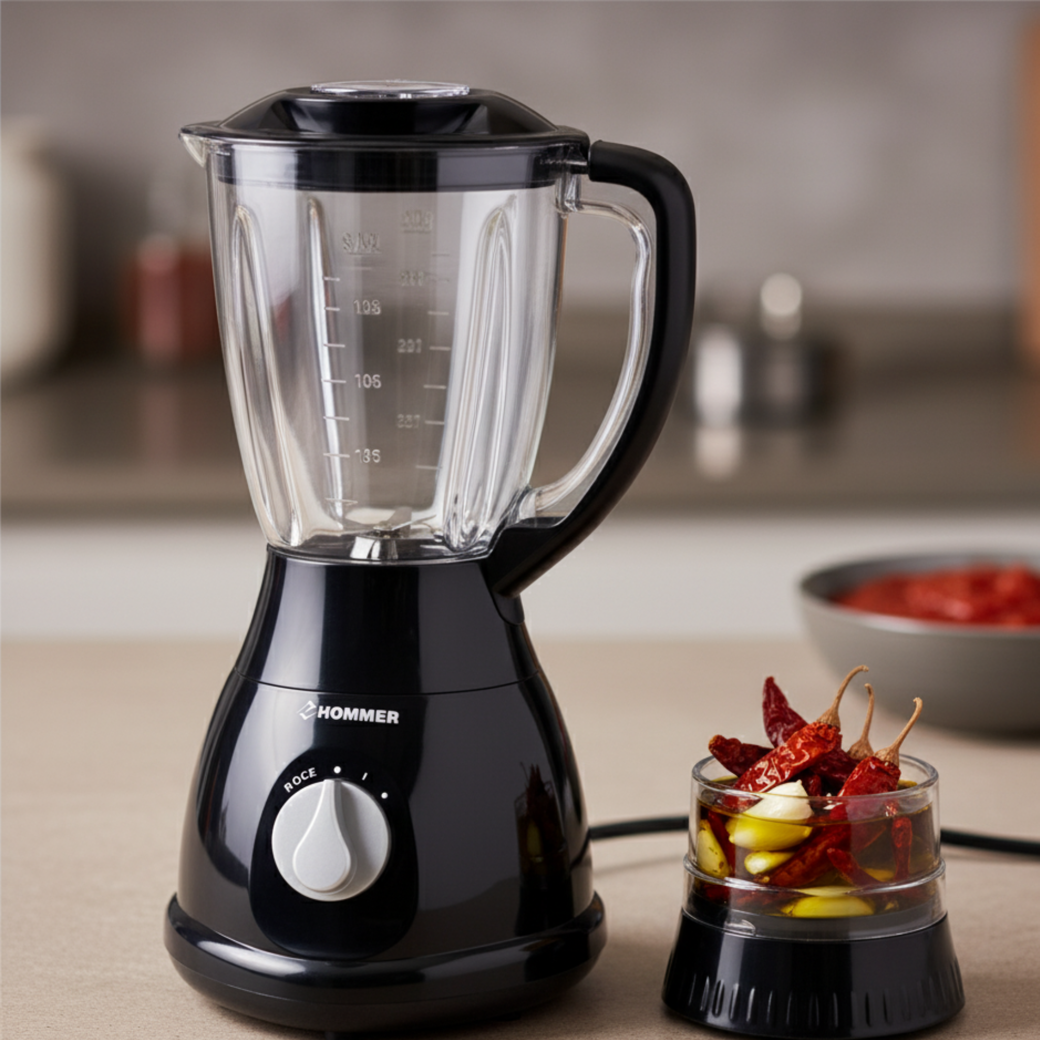 Mixeur Blender HOMMER Tunisie 500W 1.5L + Moulin Inox | Fiolla Home