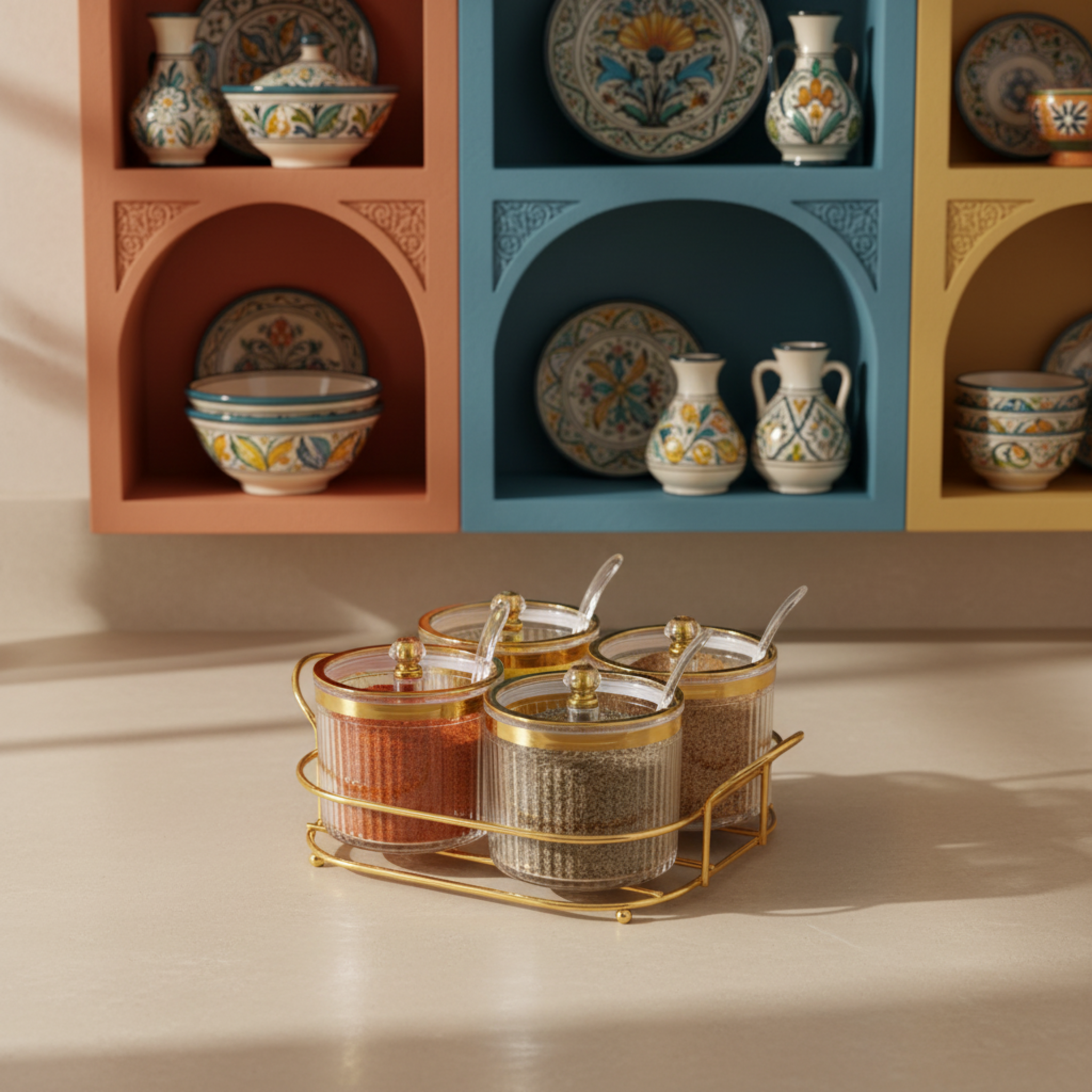 Porte-Épices ou Porte-Fruits Secs avec Support - Organisation Pratique et Élégante | Fiolla Home