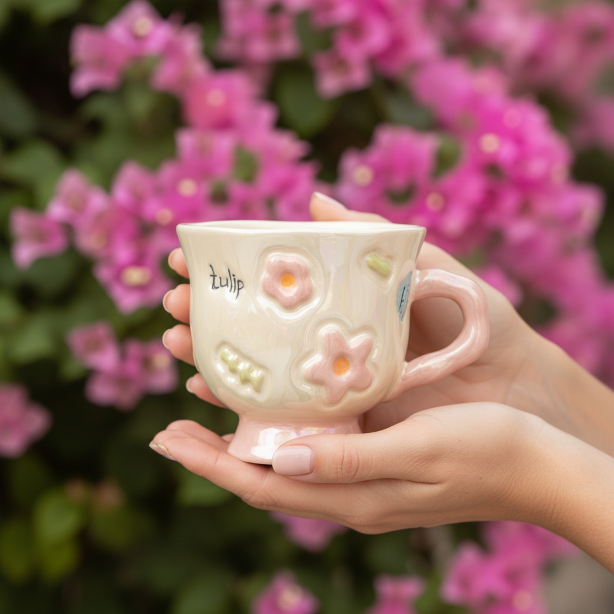 Mug Rose Design Fleur en Relief en Céramique – Style Moderne Tunisie