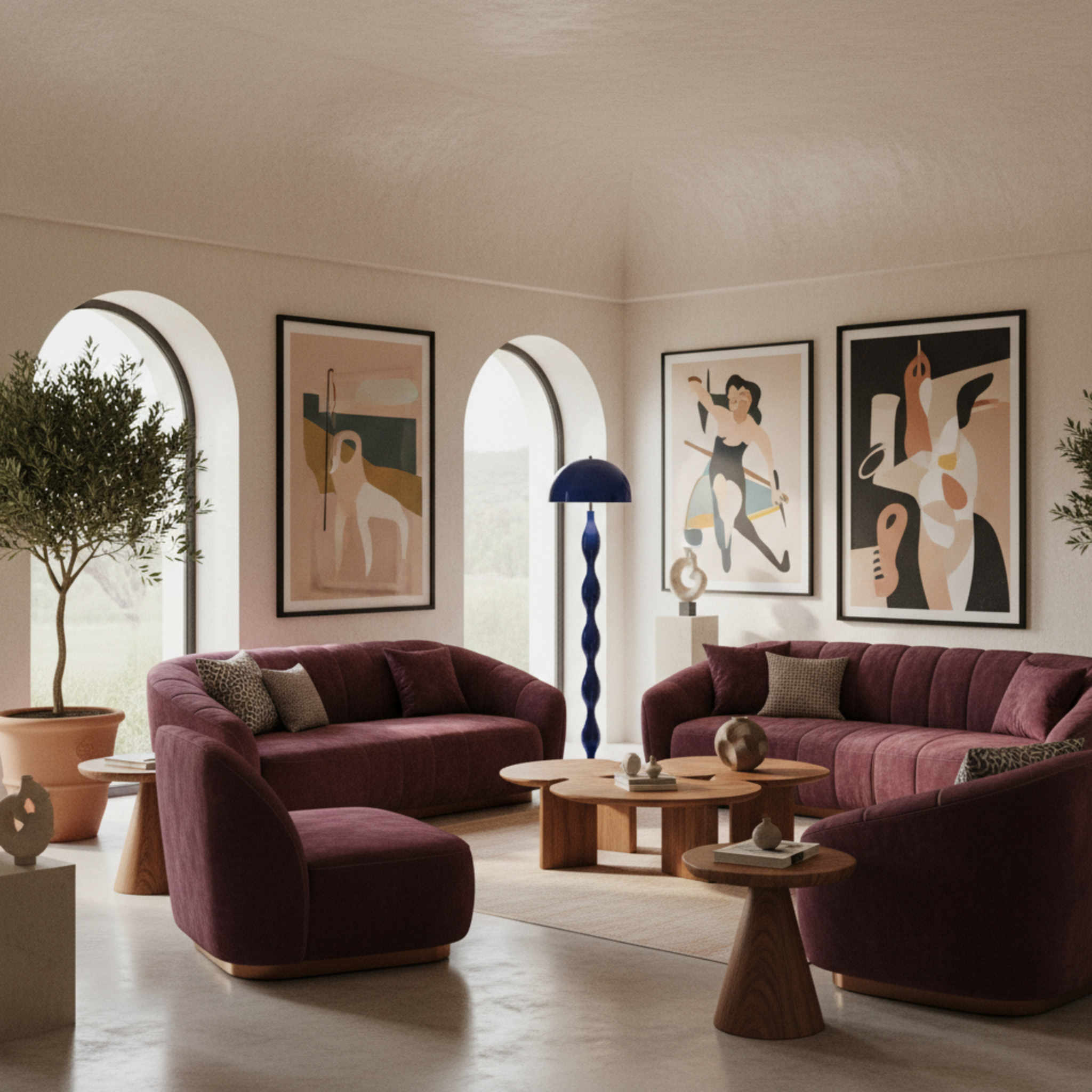 Lampadaire Sculptural Bleu Majorelle – Luxe Fait Main Tunisie