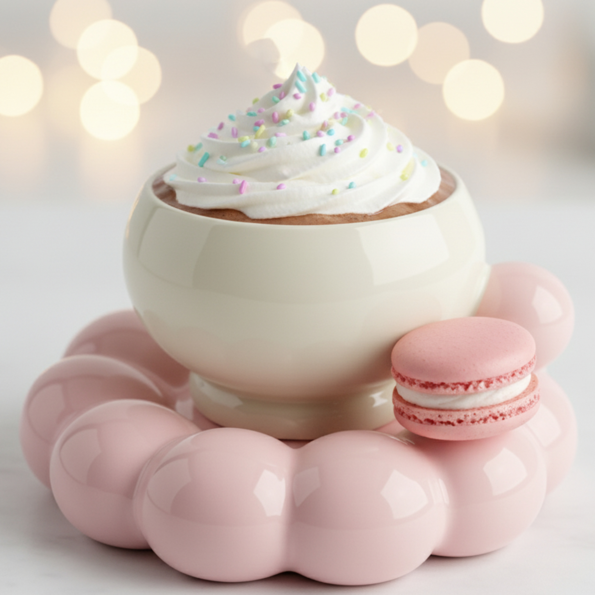 Tasse Bubble Rose avec Sous-Tasse Perles | Café au Lait Tunisie | Fiolla Home