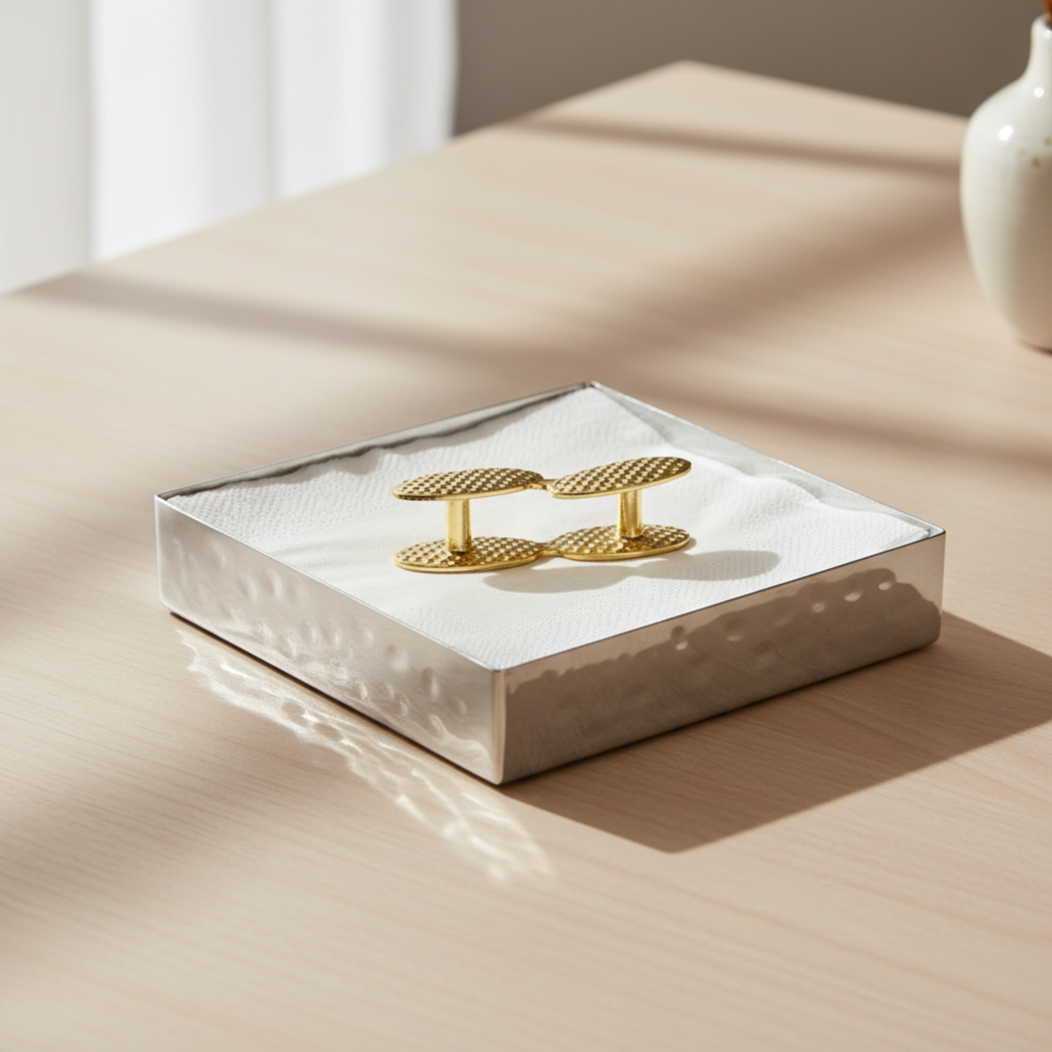 Porte-Serviettes de Table Premium – Cuivre Indien & Design Martelé