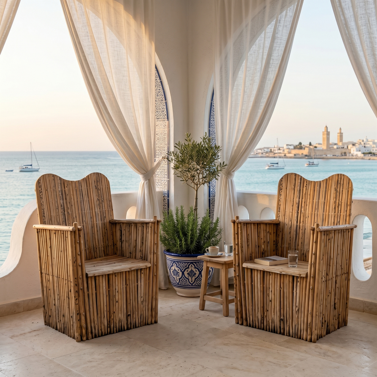 Fauteuil Trône Bois Palmier Dattier Dossier Haut Tunisie | Fiolla Home