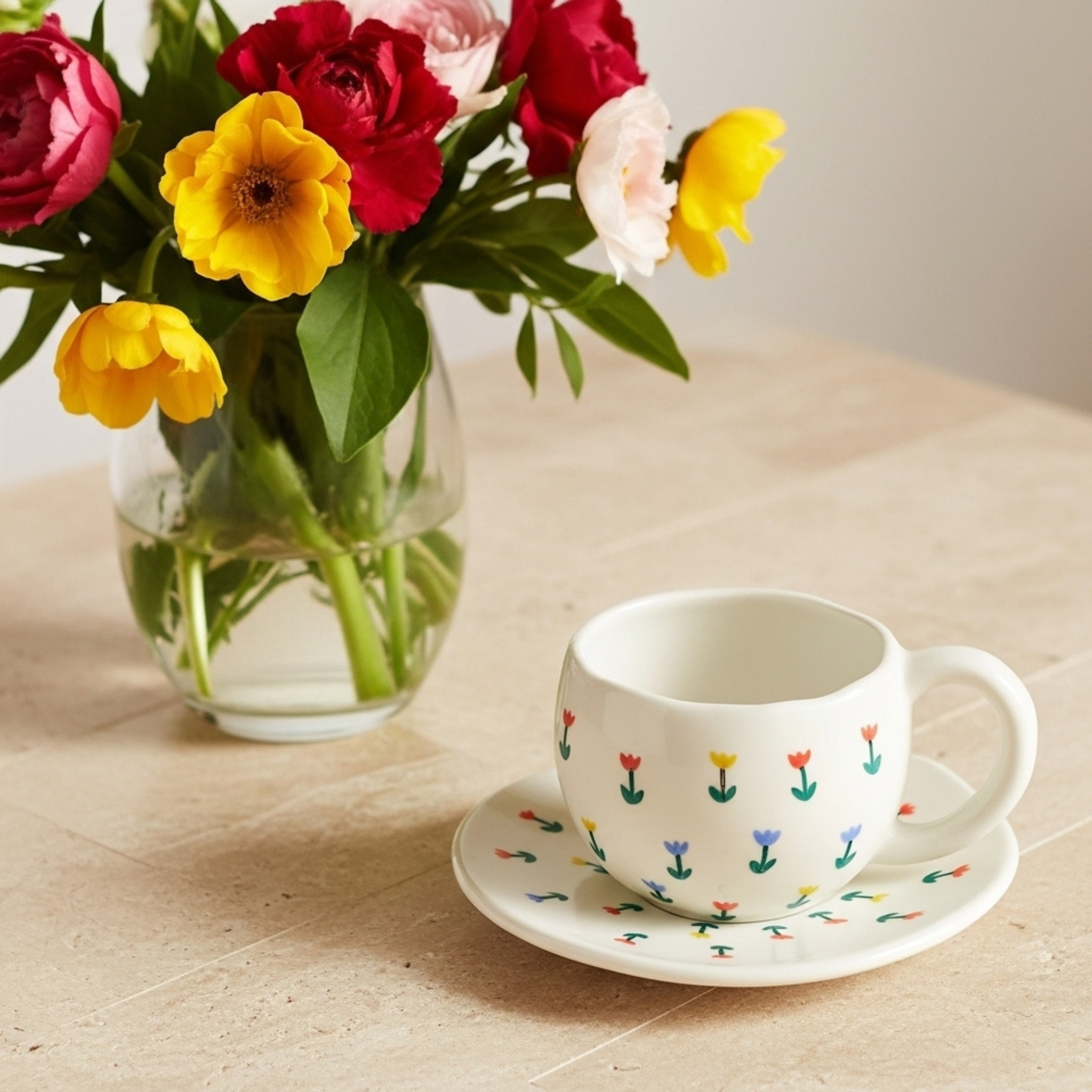 Tasse en Céramique Fleurie – Élégance Printanière Fiolla Home