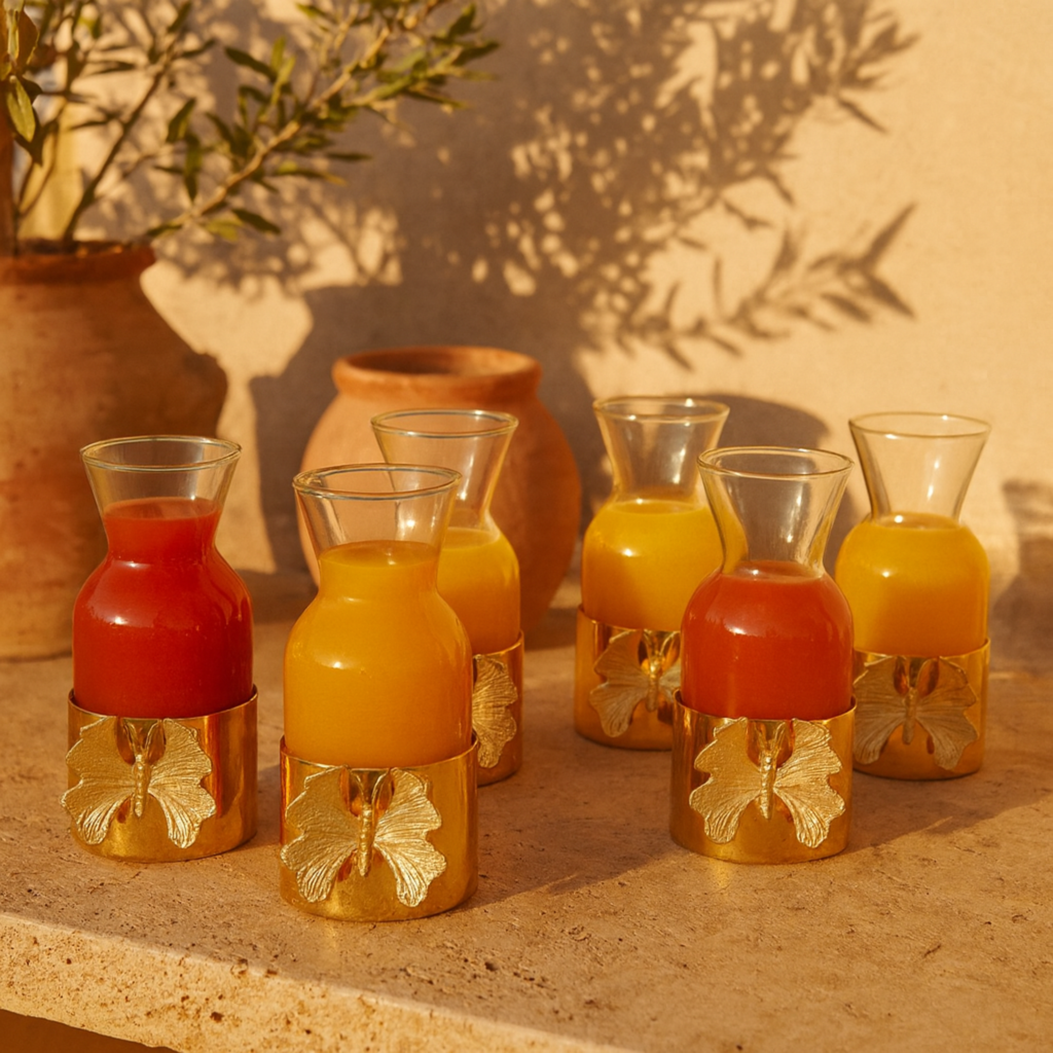 Set de Carafes et Verres à Jus | Détail Doré Papillon | Fiolla Home