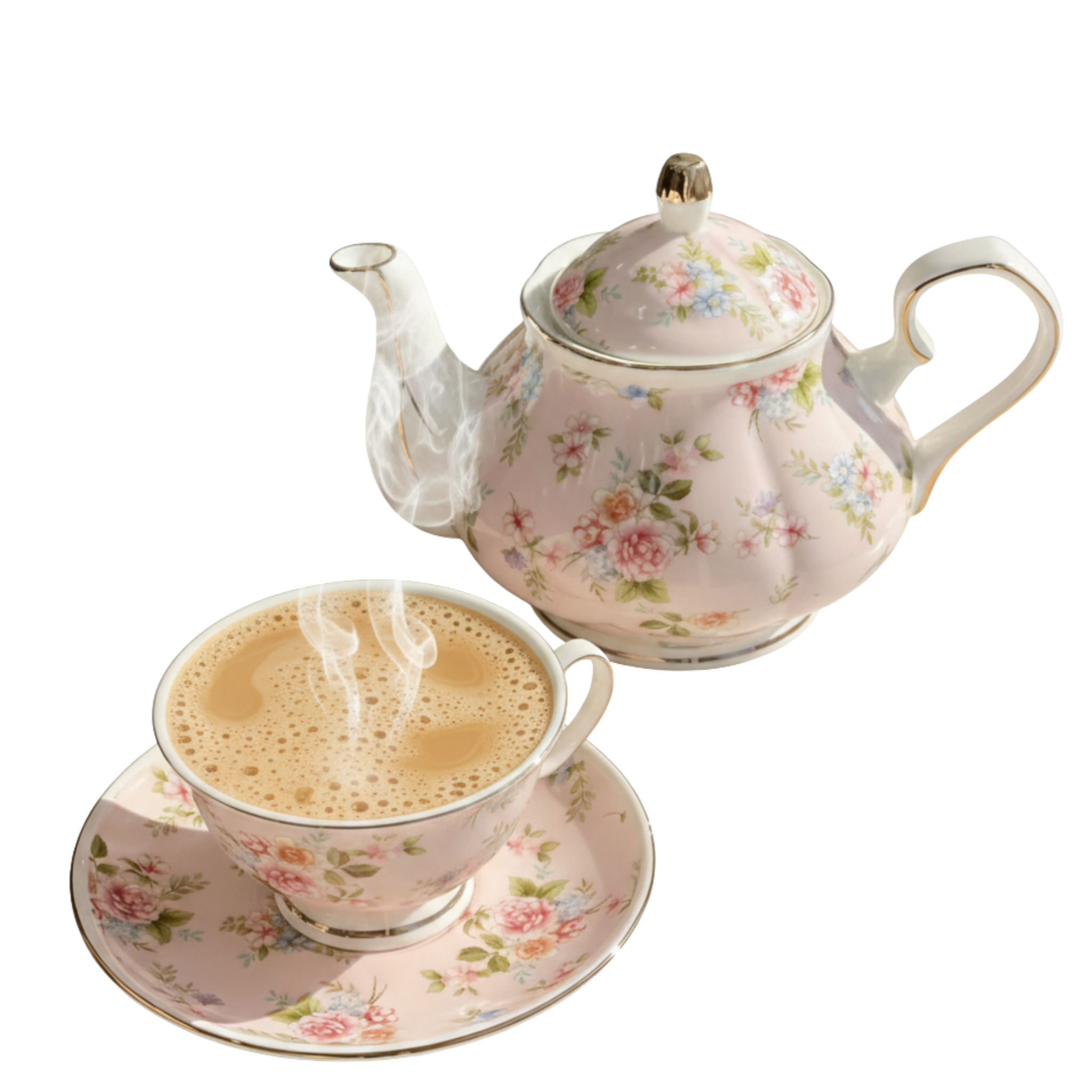 Service Café en Porcelaine Rose Tunisie | Motifs Fleuris | Fiolla Home
