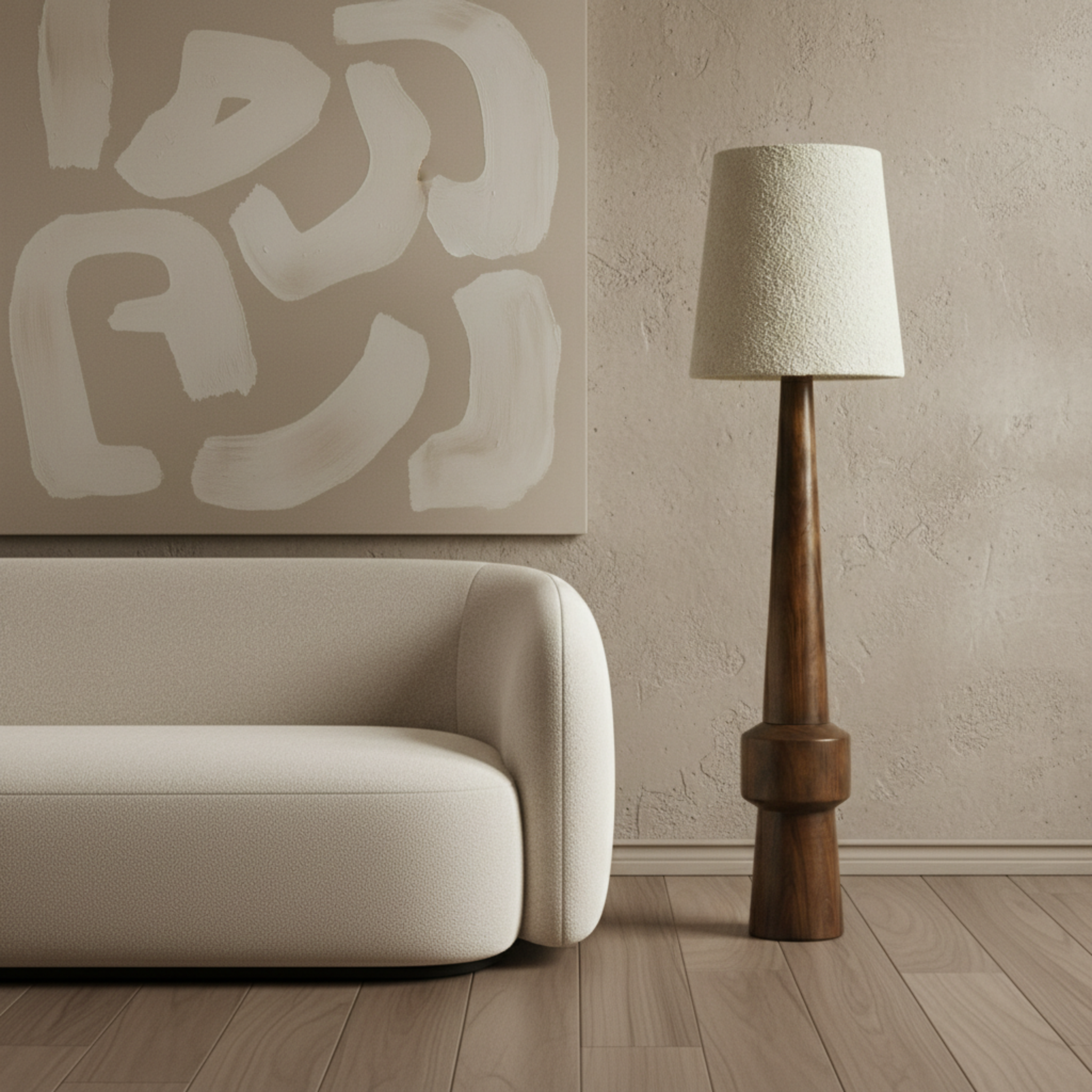 Lampadaire ATLAS Bois Rouge et Abat-Jour Bouclette | Tunisie