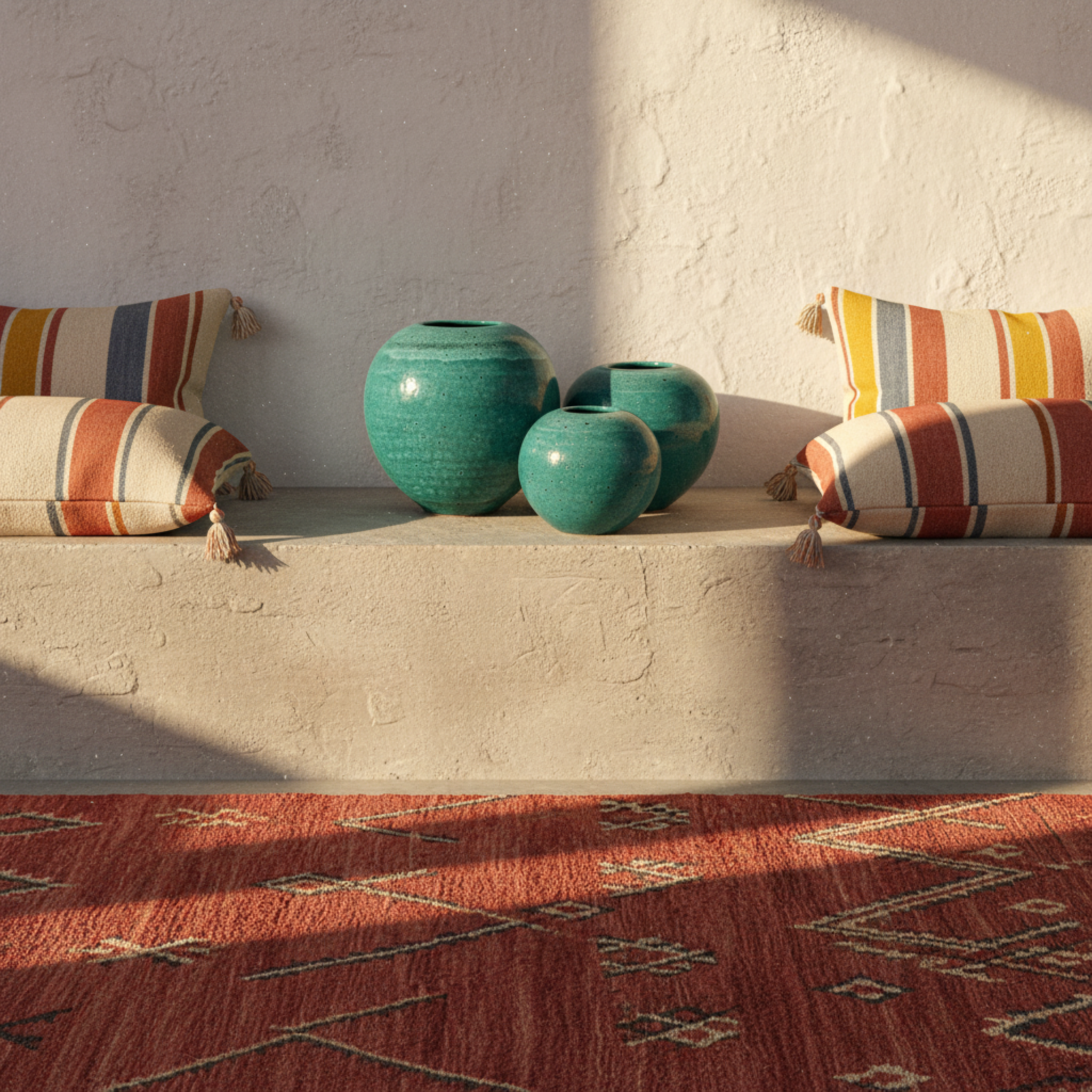 Vases en céramique émaillée – Vert méditerranéen (lot de 3)