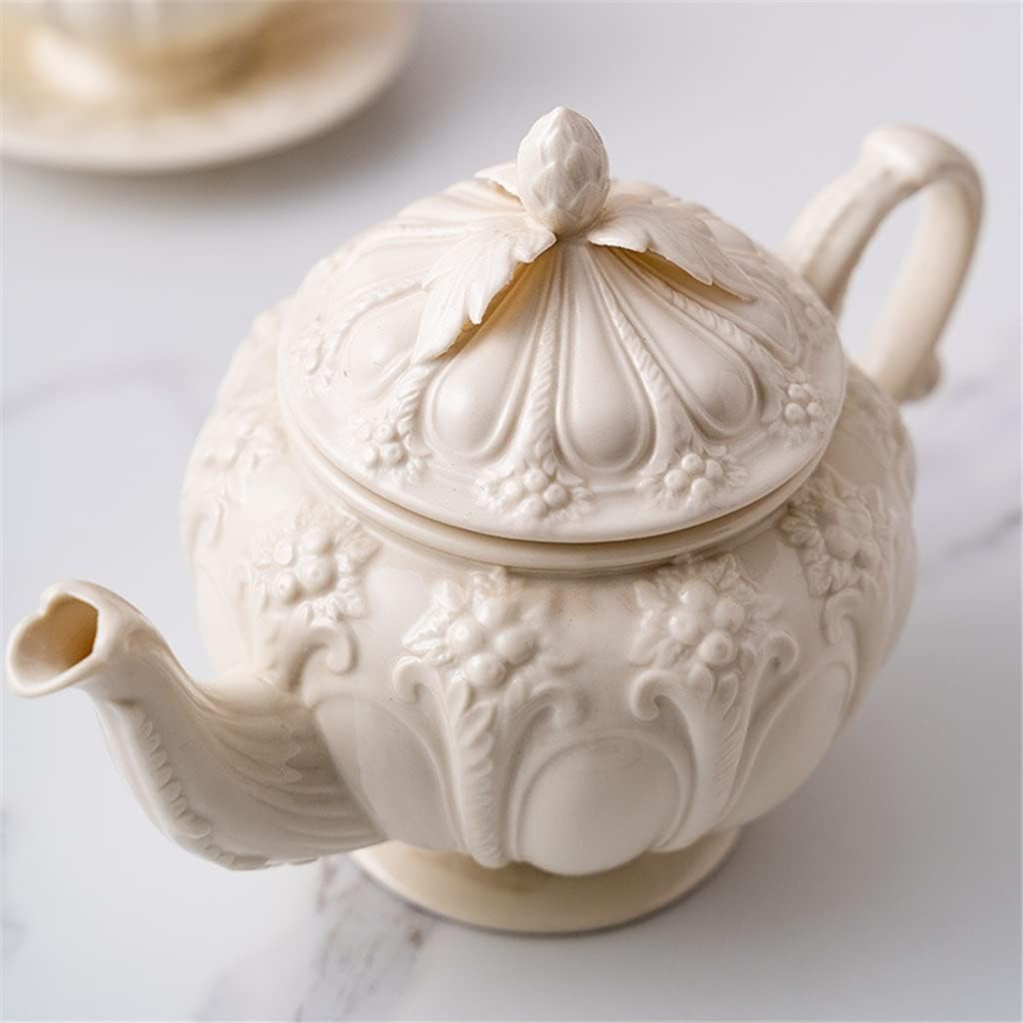 Service Porcelaine Blanche Café au Lait – 6 Tasses + Théière | Fiolla Home