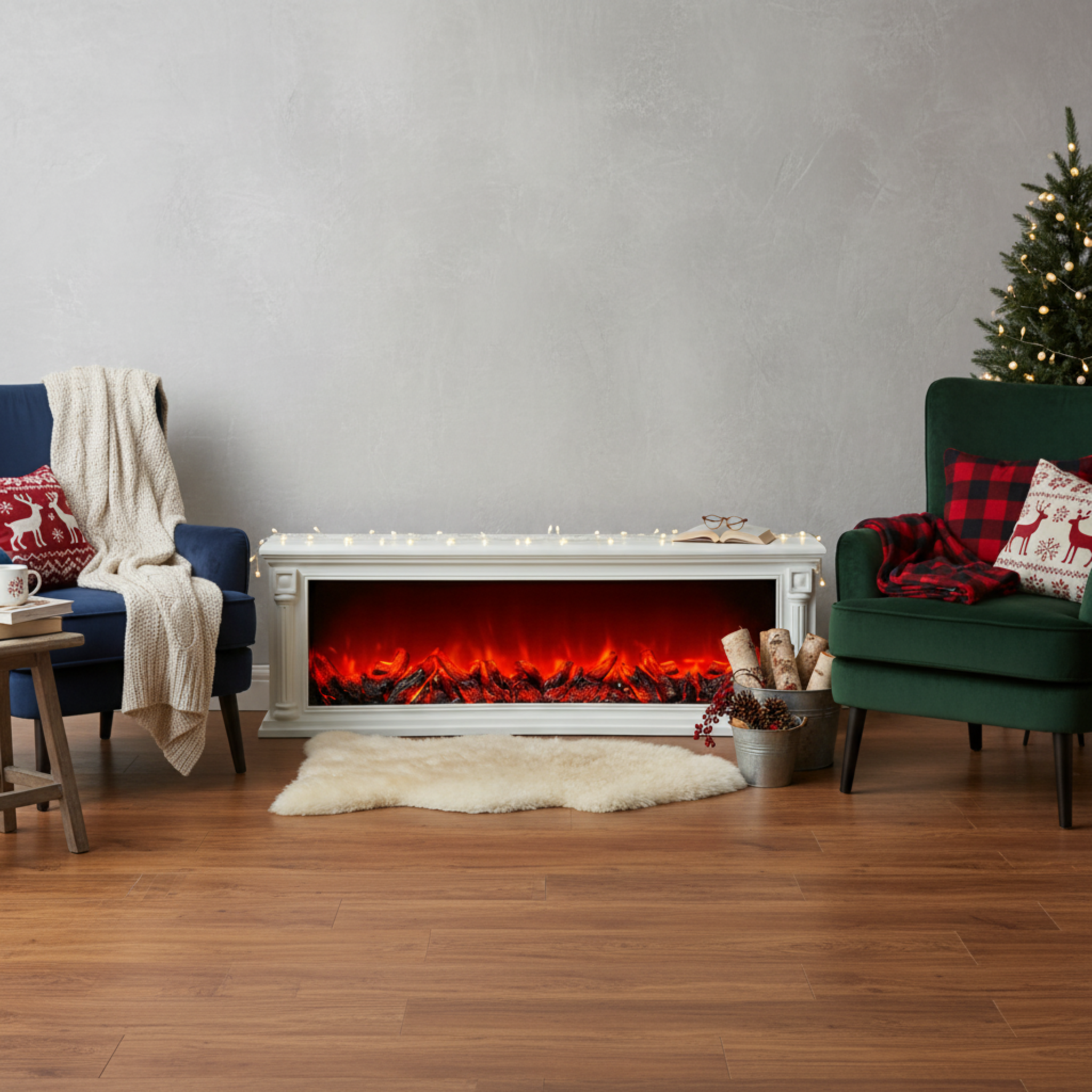 Cheminée Électrique Décorative Blanche – Meuble Chauffant Design & Cosy