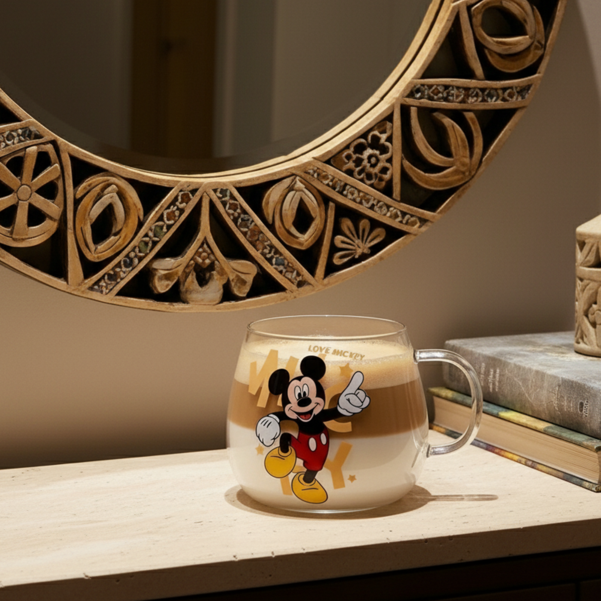 Tasse en verre décorée Mickey – Mug fun et ludique pour enfants & fans