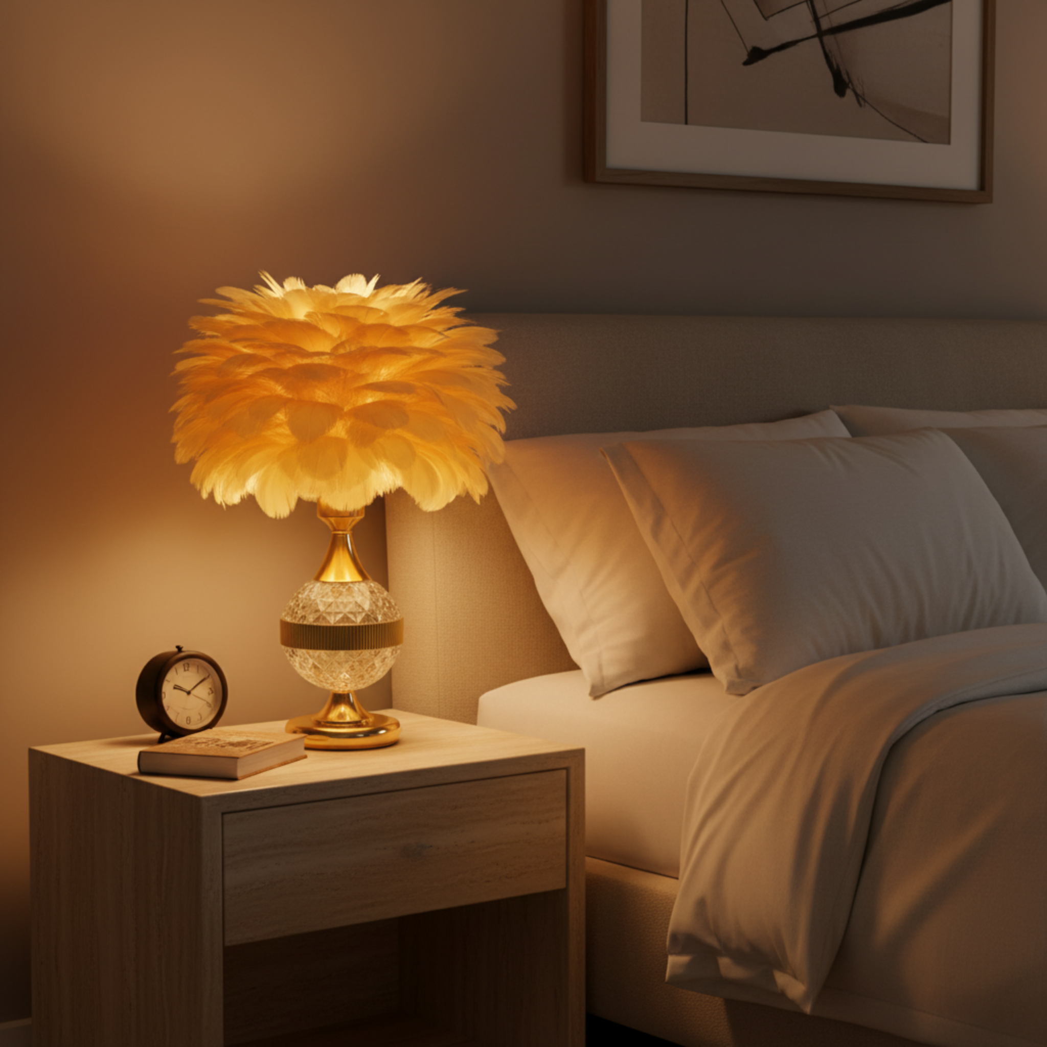 Veilleuse à Plumes Design – Élégance Bohème Chic Tunisie