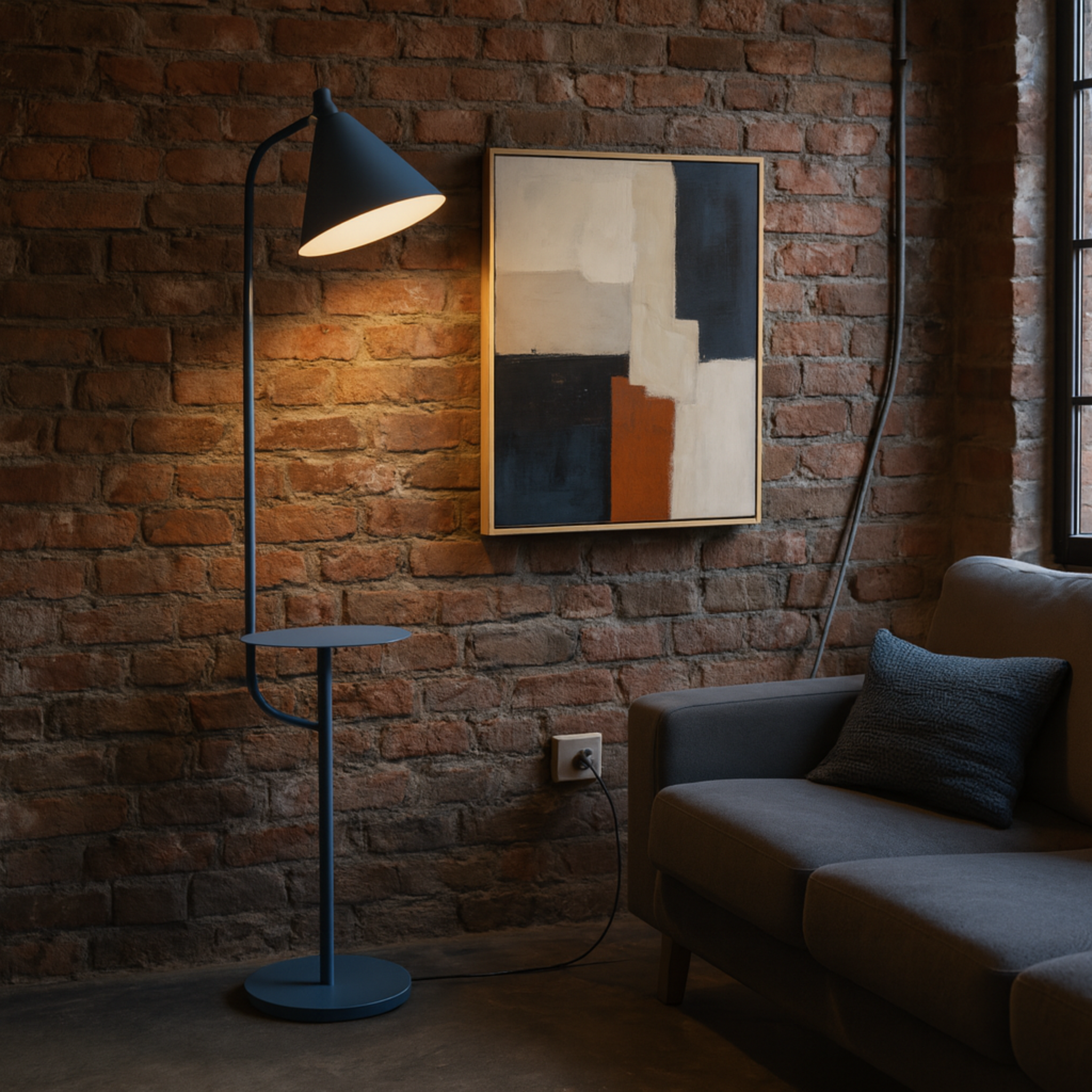 Lampadaire LED Moderne avec Table Intégrée – Design Scandinave