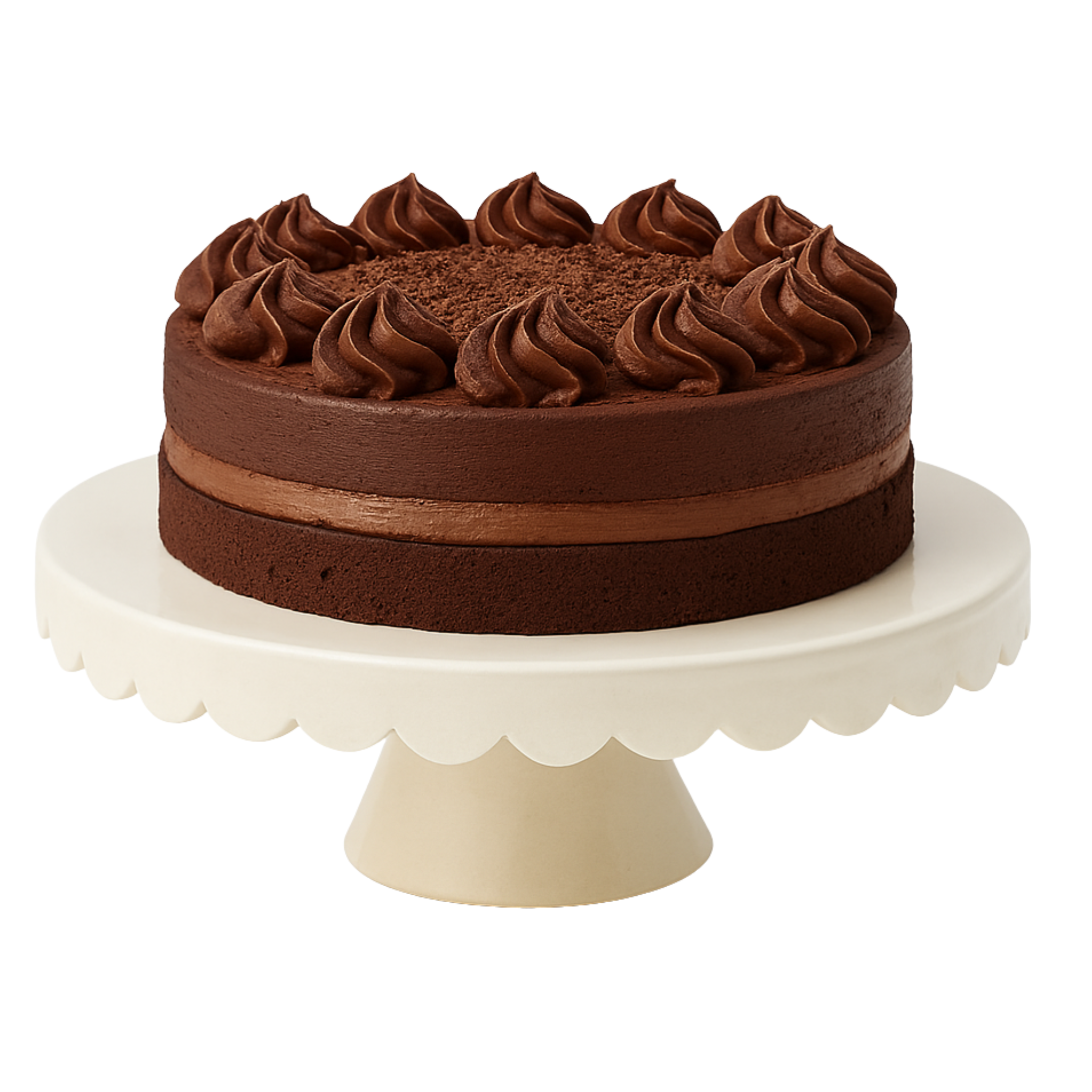 Présentoir à gâteau en céramique – Blanc ivoire, bord ondulé (100% fait main, Tunisie)