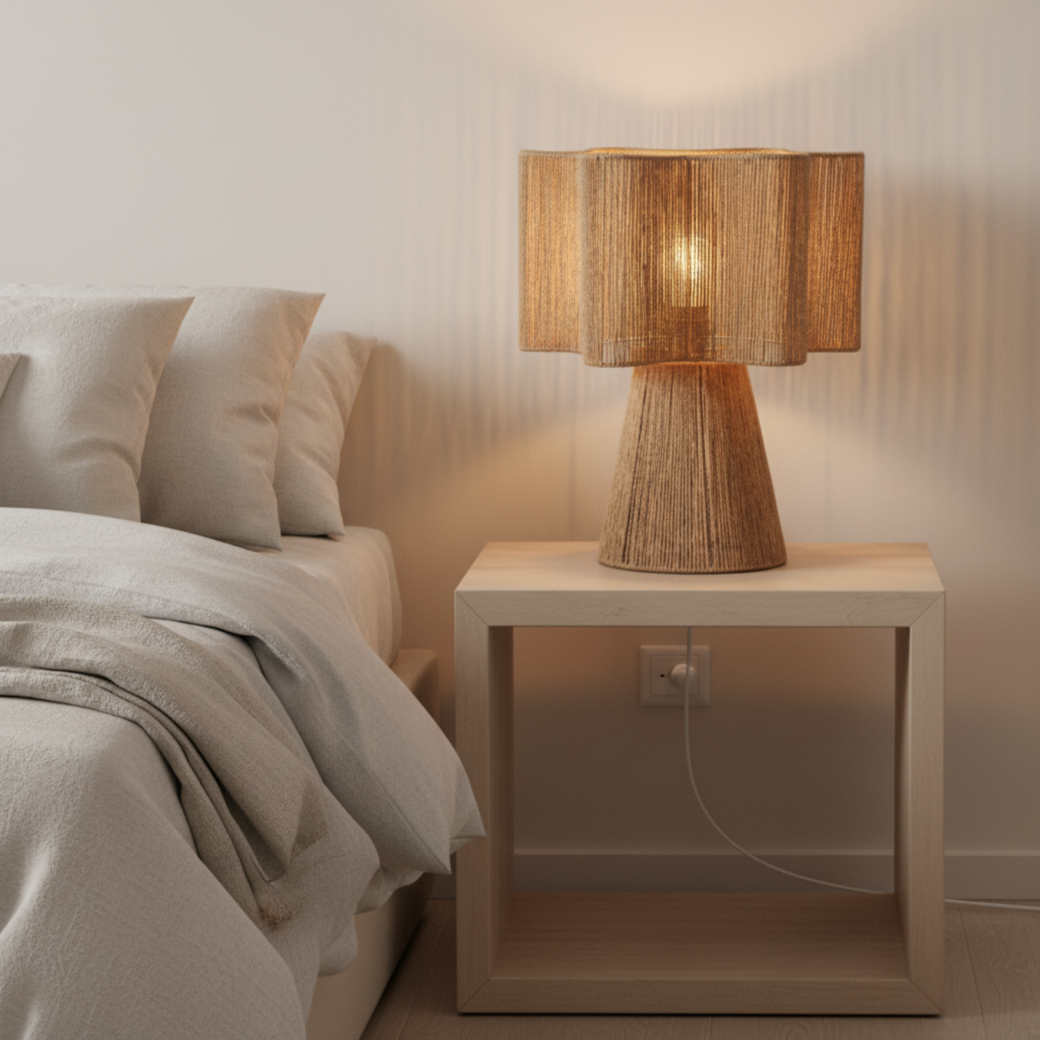 Lampe à Poser en Jute Naturelle - Design Bohème & Authentique