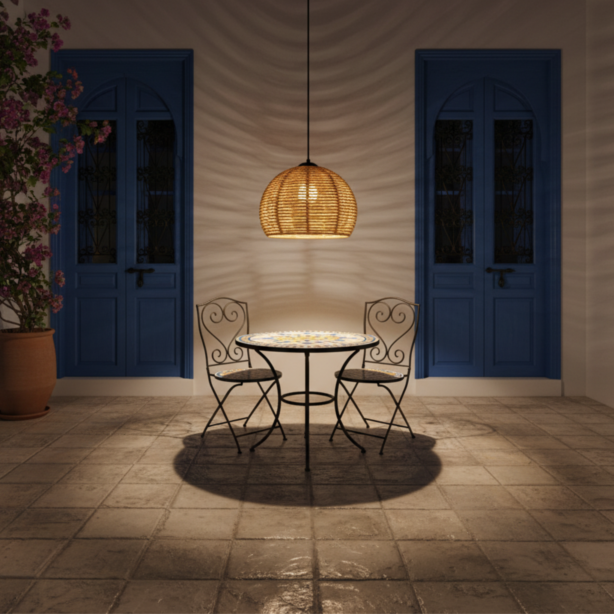 Suspension "Zina" en Jute Tressé – Lustre Style Boho Naturel