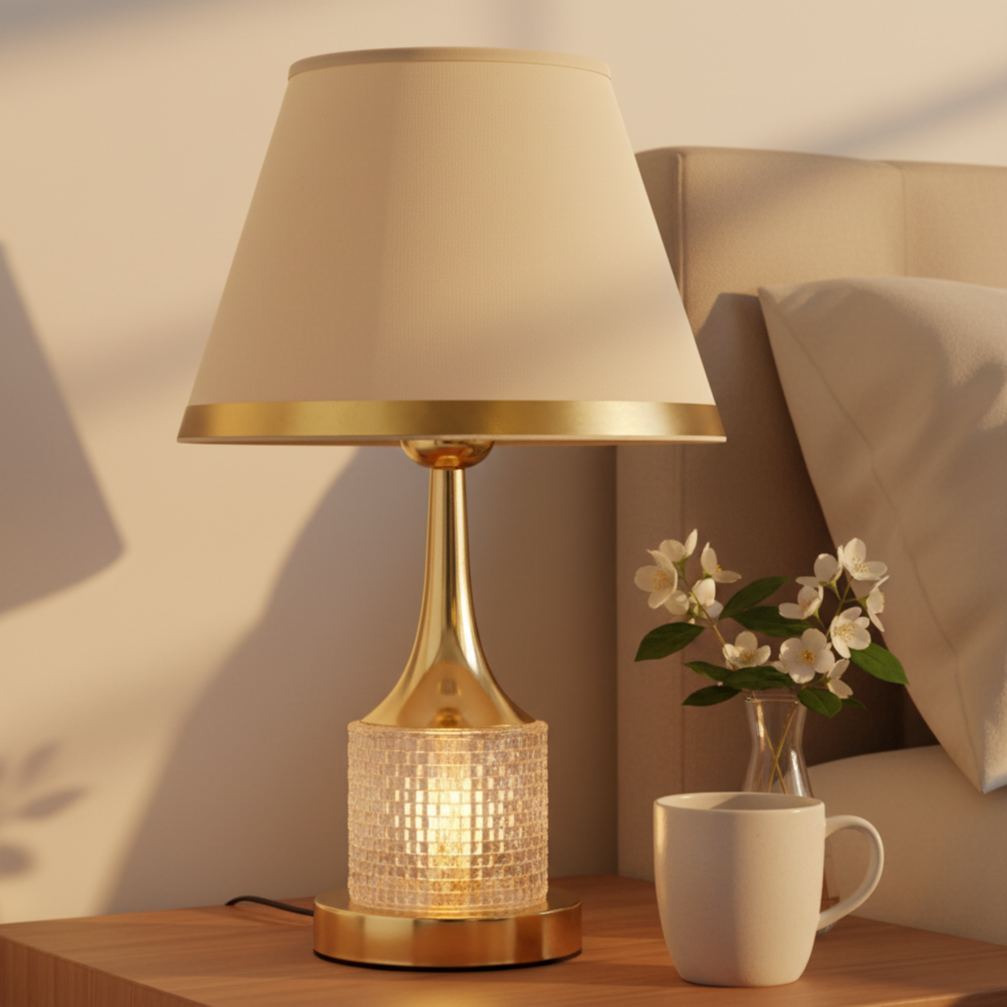 Lampe de Chevet Dorée – Veilleuse Élégante pour Chambre à Coucher Tunisie | Fiolla Home