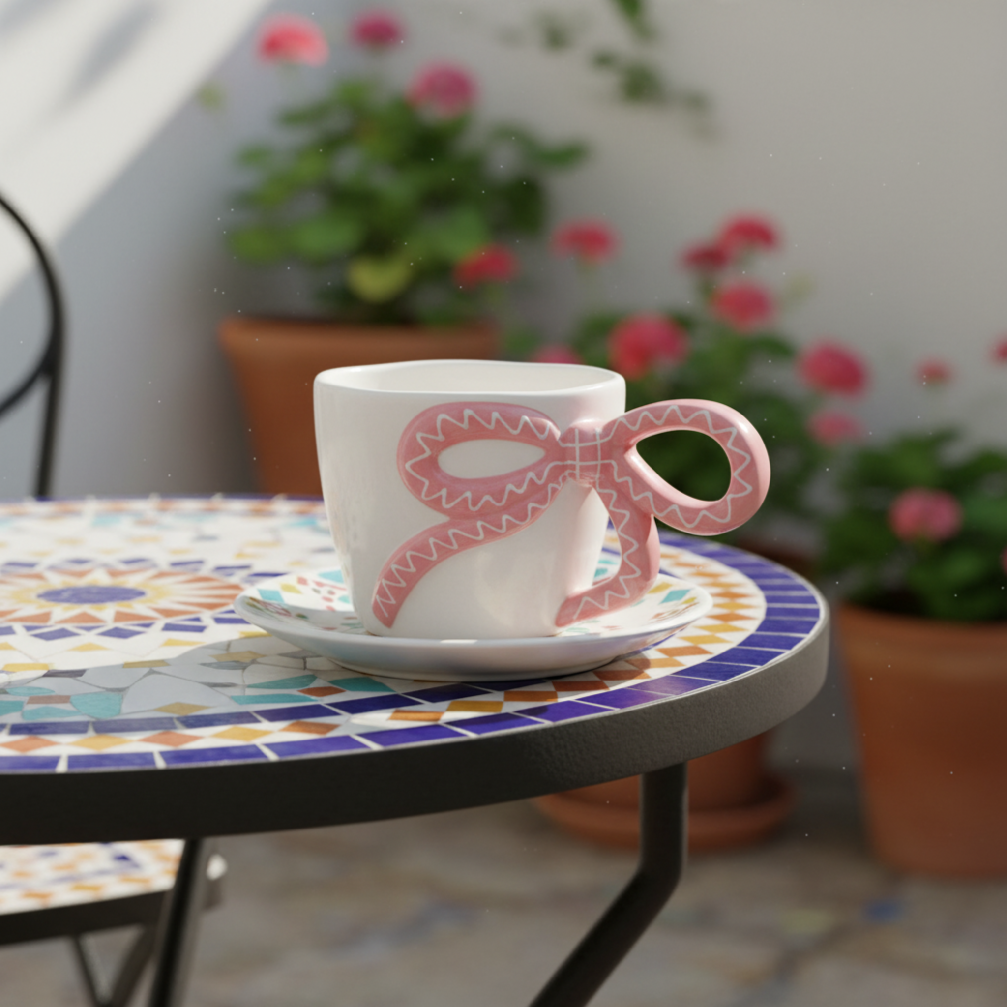 Mug Céramique Coquette Nœud Rose - Tasse Design Tendance Tunisie
