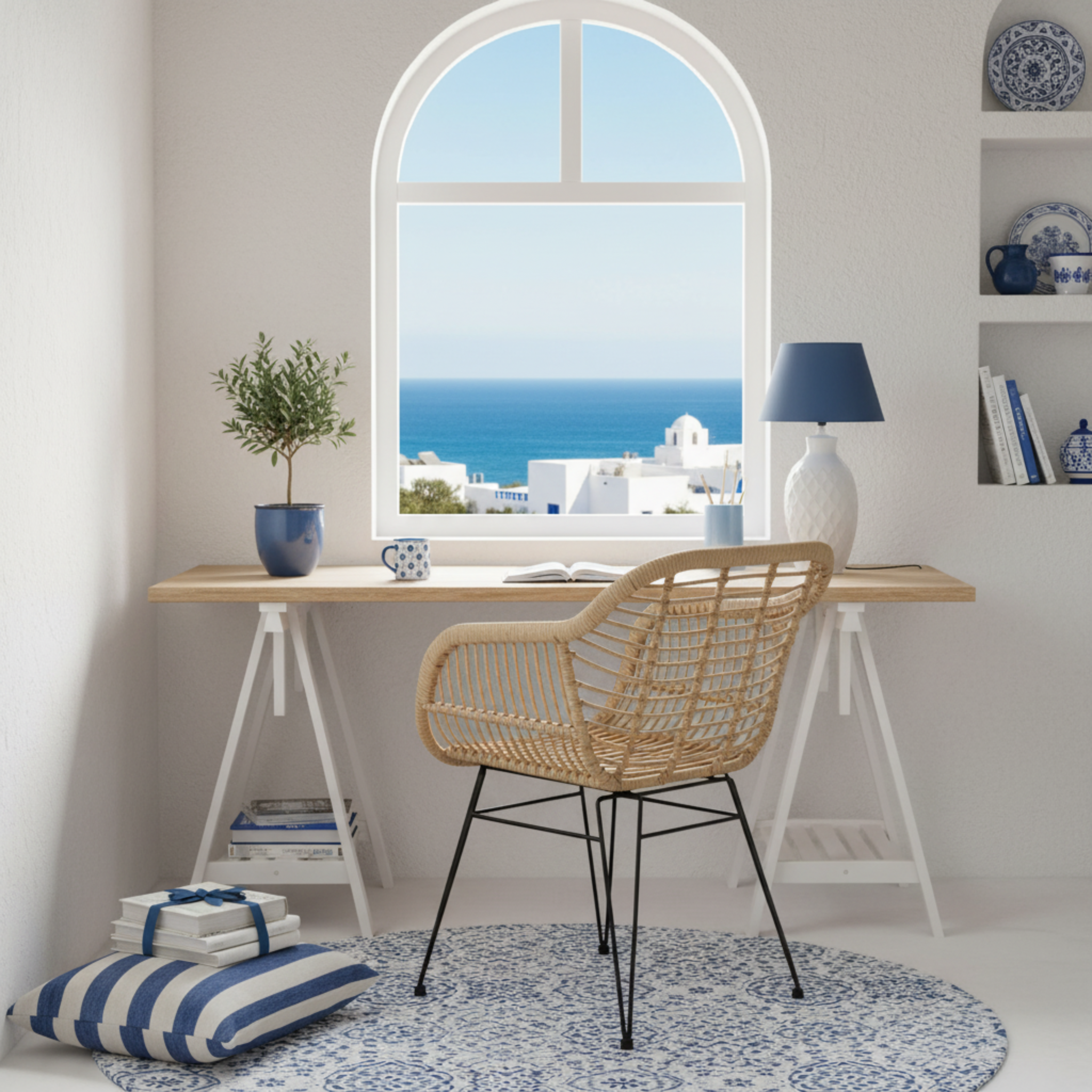 Chaise en Rotin Naturel sur Pieds Métalliques – Élégance Méditerranéenne Tunisie