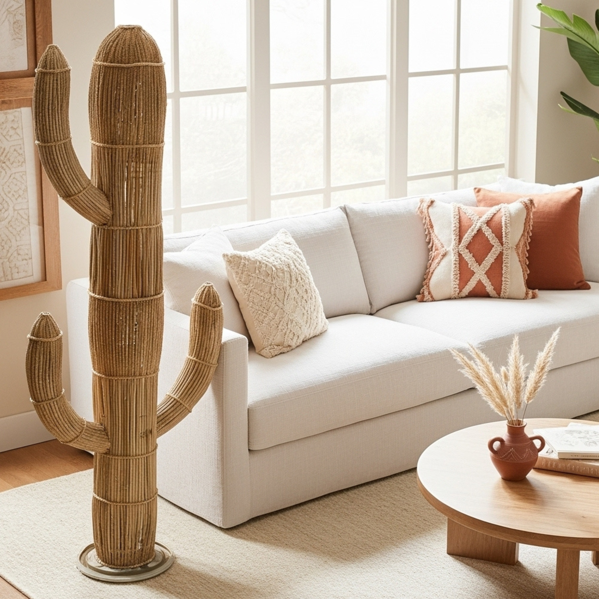 Cactus décoratif de coin fibres de palmier