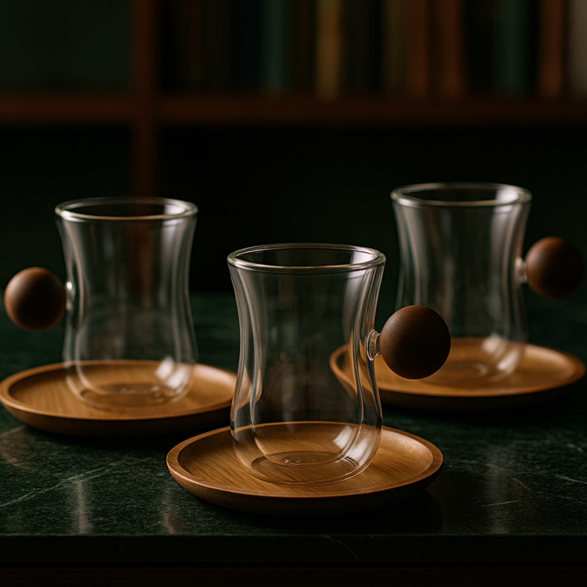 Service à Thé Double Paroi | Verre & Bois | Fiolla Home Tunisie