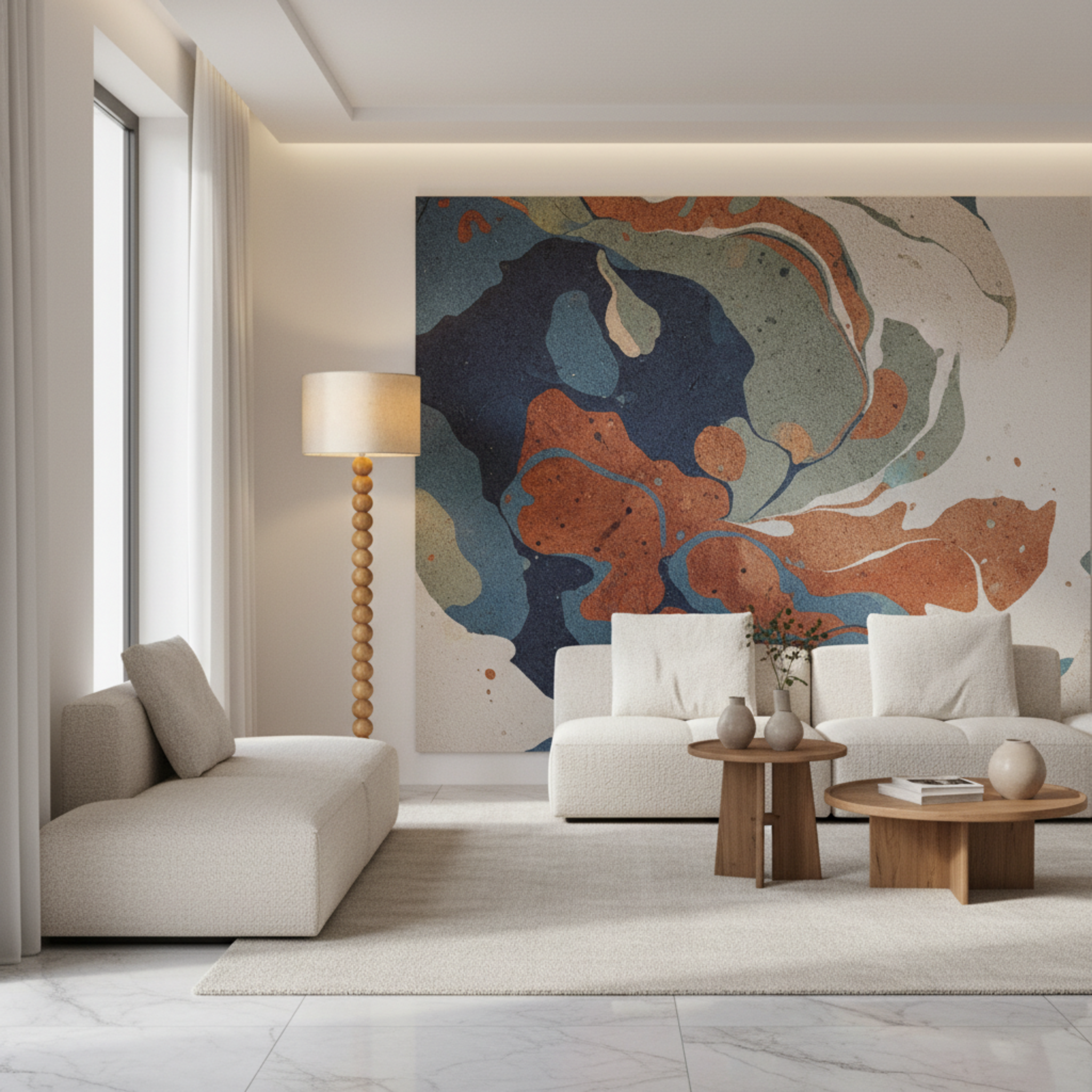 Lampadaire Artisanal en Bois Rouge – Sculpture Fait Main Luxe Tunisie