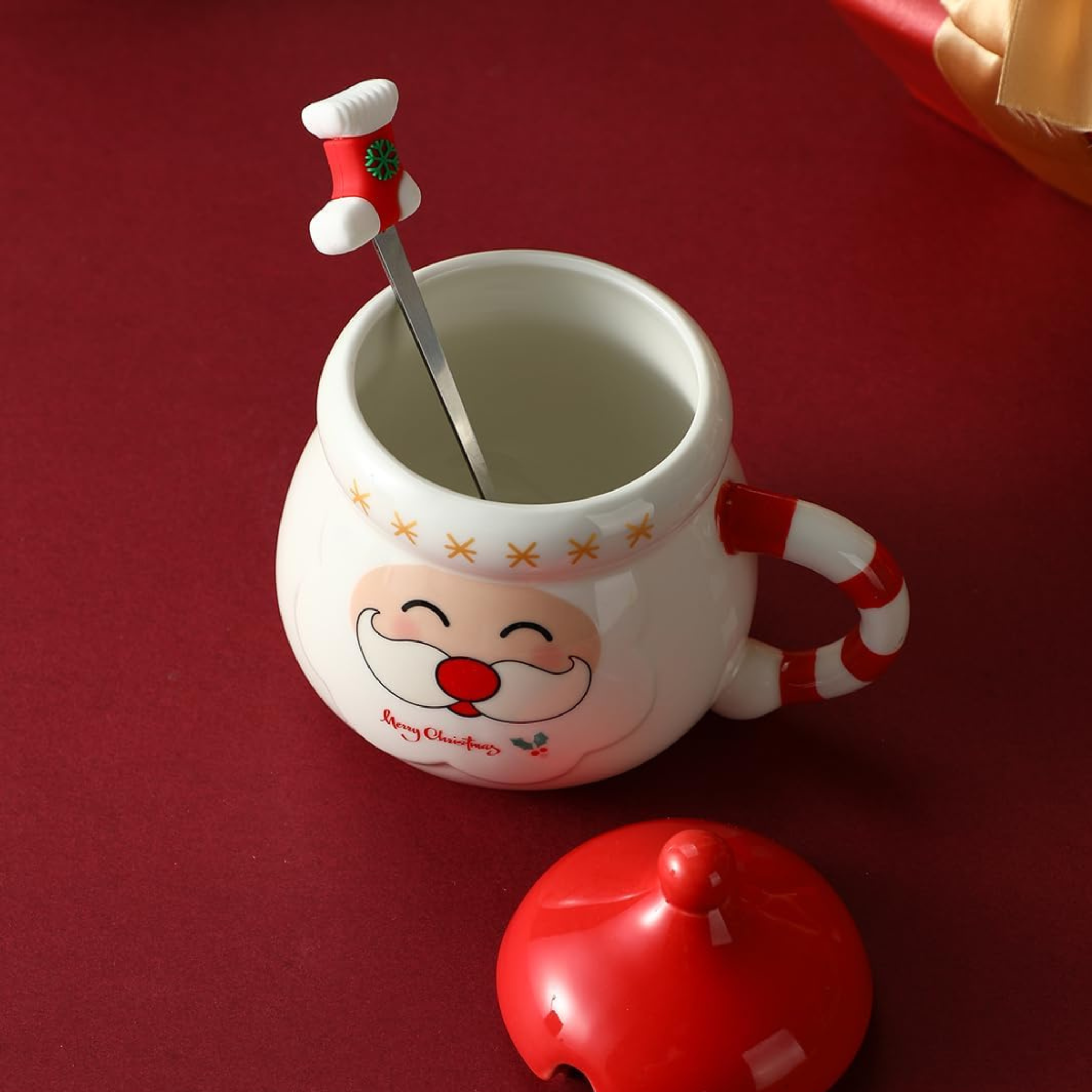 Mug Père Noël avec Couvercle | Cadeau de Noël Mignon | Fiolla Home