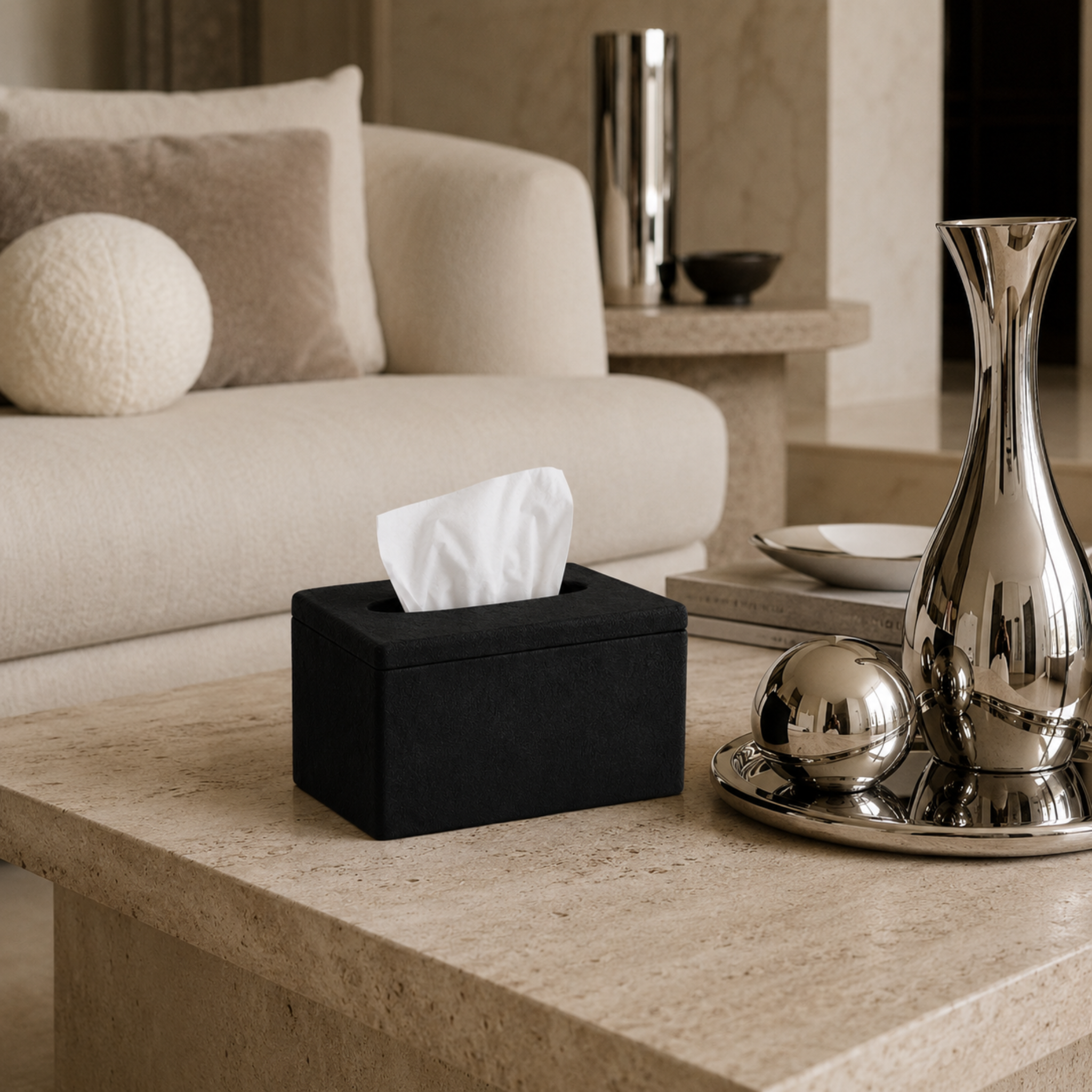 Porte-Papier Noir Mat Design Minimaliste Tunisie | Fiolla Home