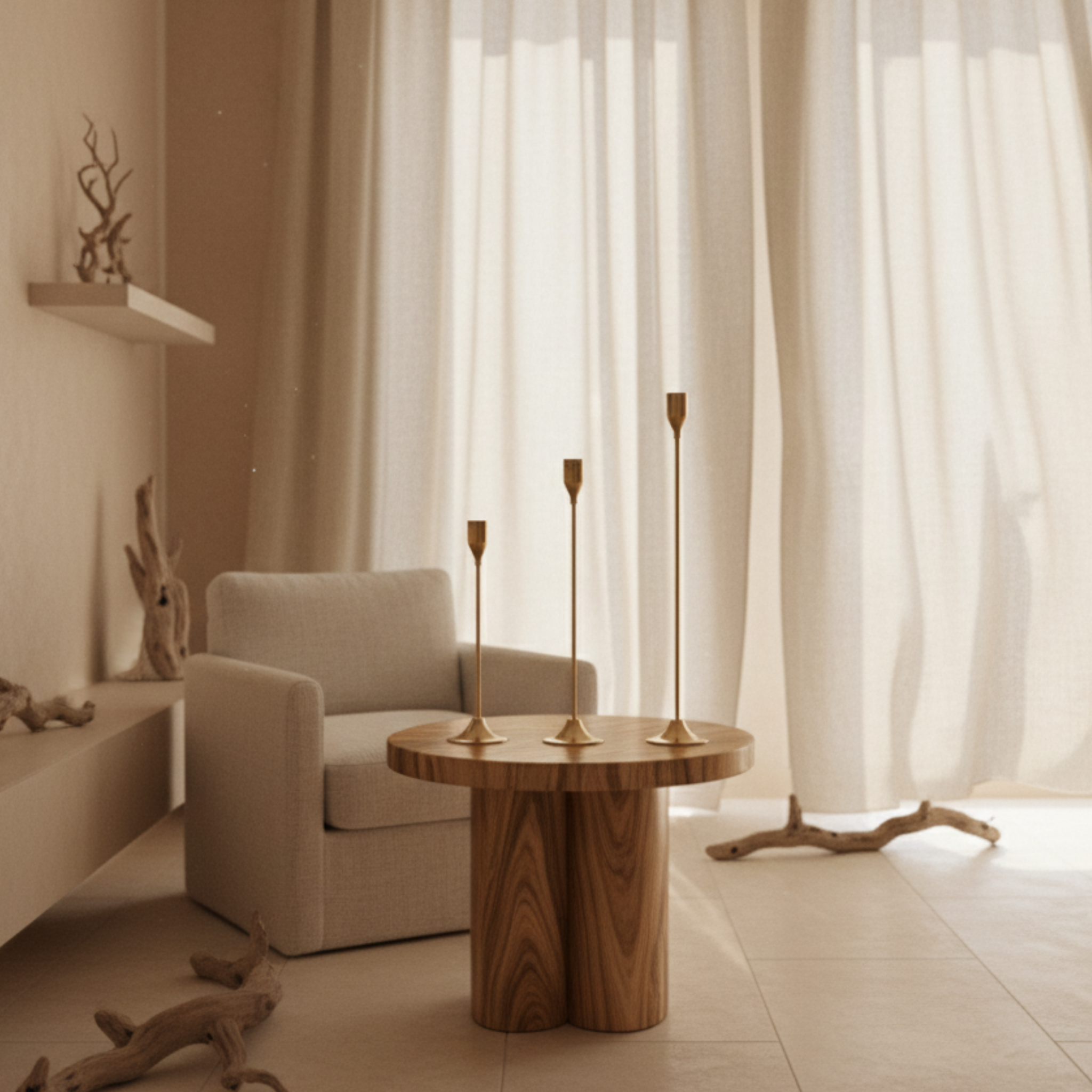 Ensemble de Bougeoirs Modernes Or pour Chandelles (Lot de 3)