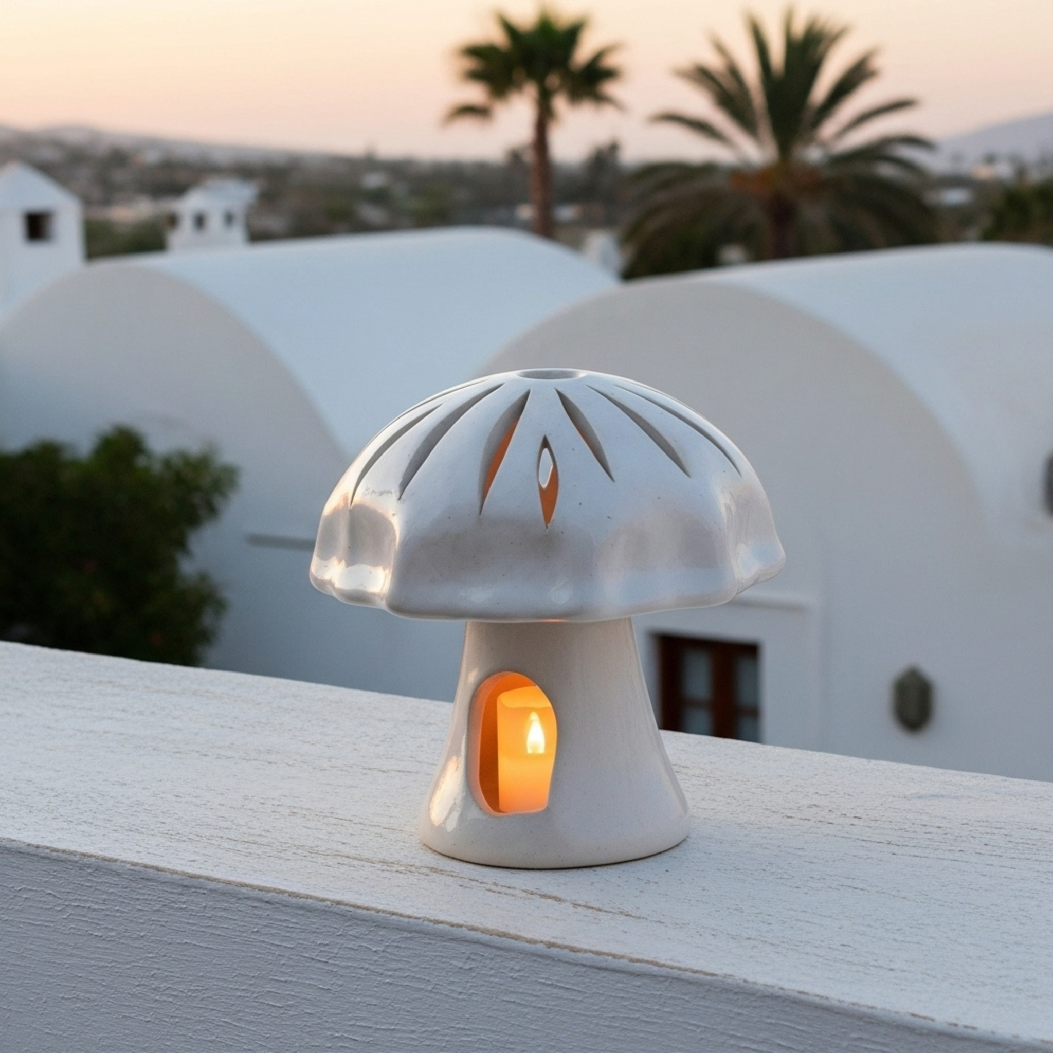 Cache-bougie Champignon en céramique