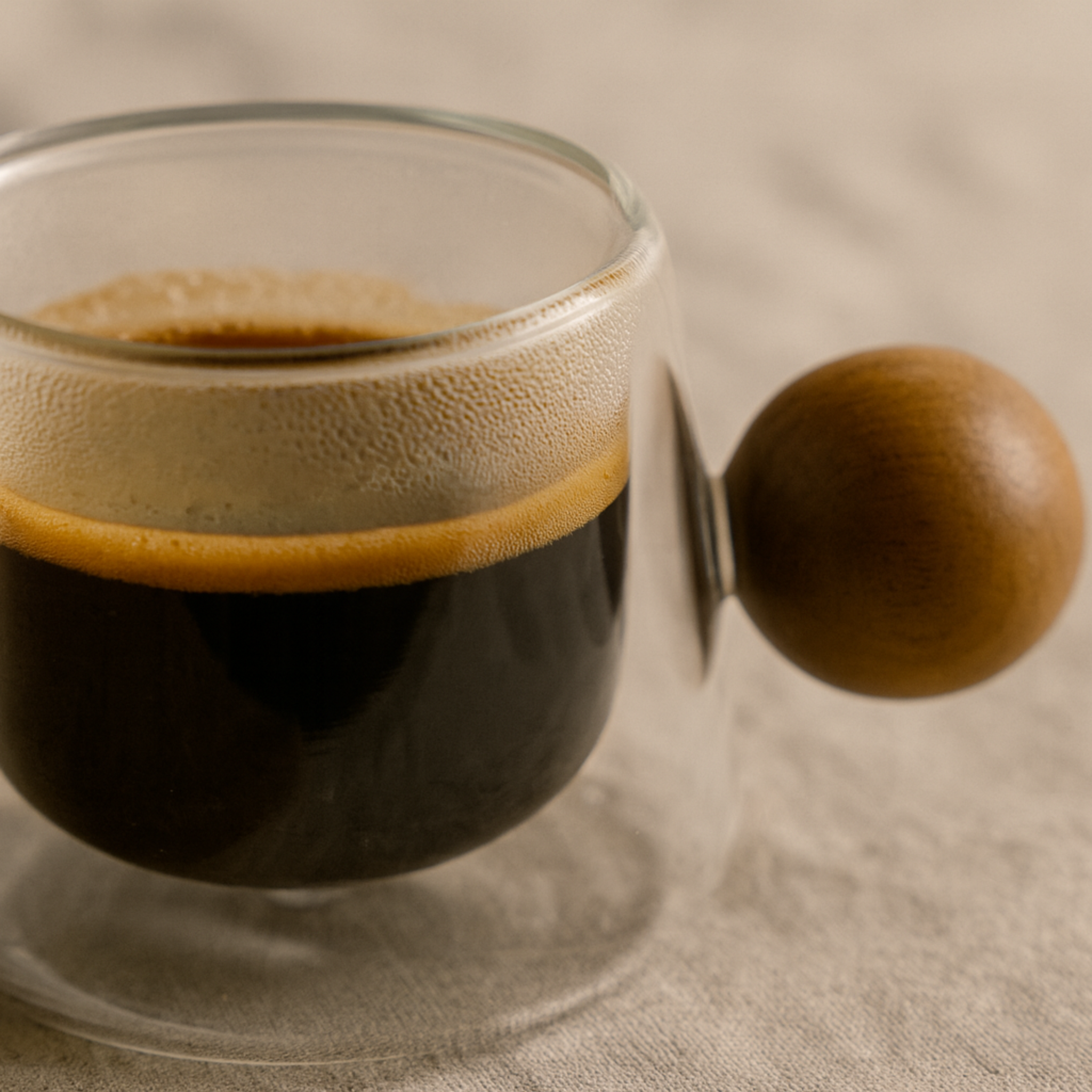 Tasse Double Paroi Café Noir Tunisie | Poignée Bois | Fiolla Home